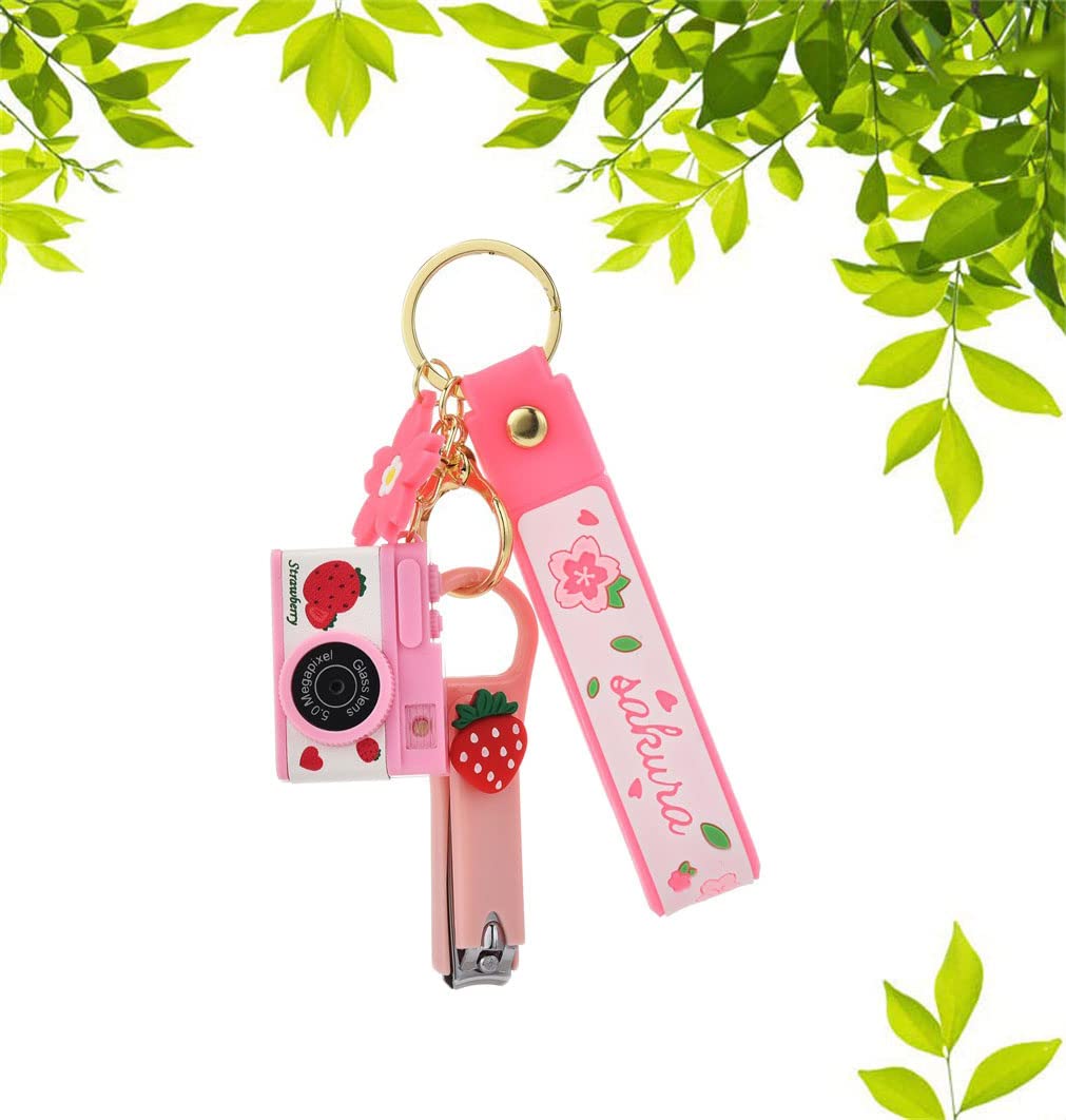 Ergugos Pink Camera Keychain with LED Light & Sound Effects - Creative Fashion Car Bag Charm, Cute Couple Gift for Students, Anti-Lost Keychain for Backpacks & Keys | Perfect for School, Travel & Daily Use