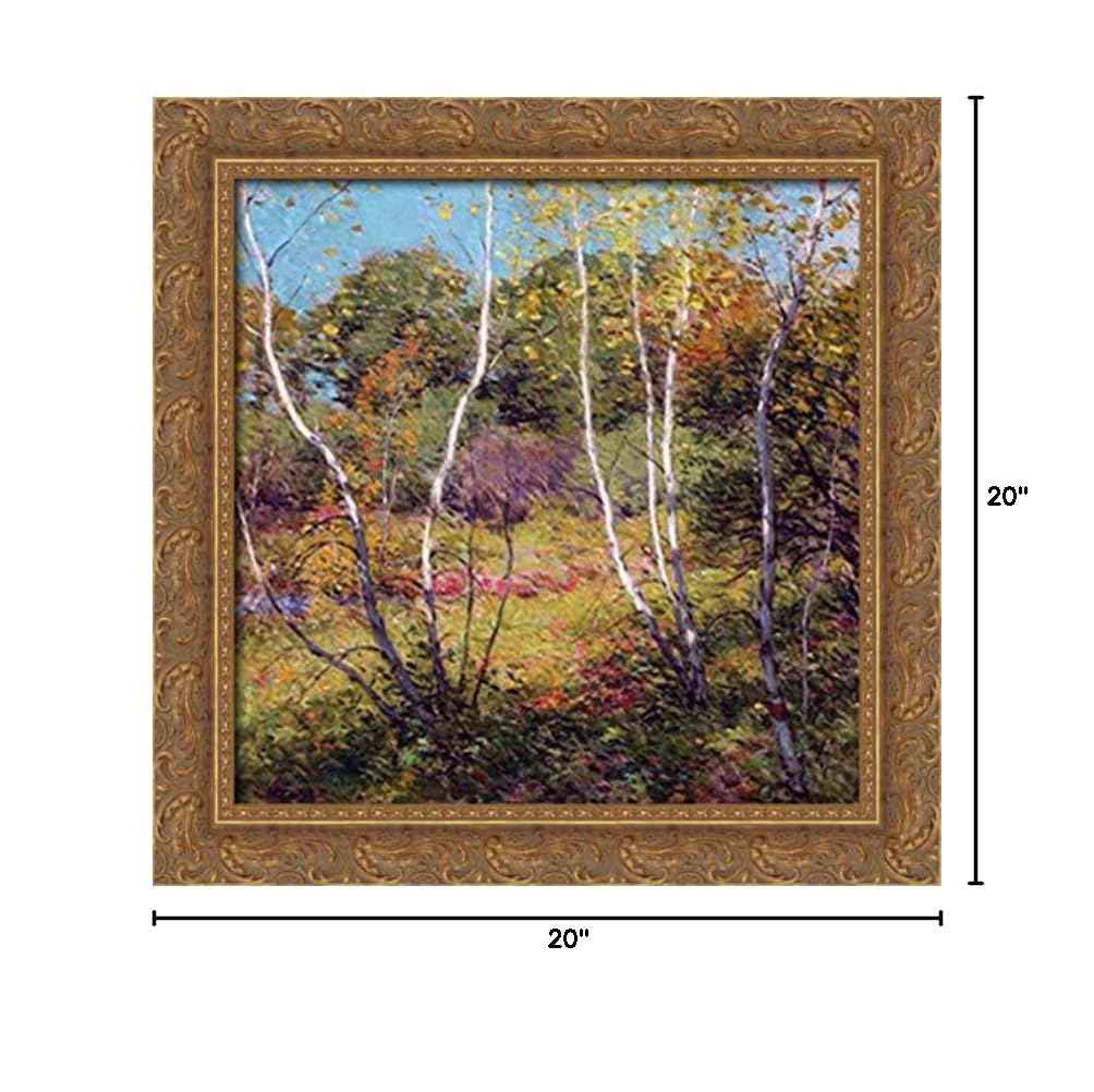 20x20 Gold Ornate Wood Framed Canvas Art - Willard Metcalf Painting - Summer Landscape Wall Decor for Living Room, Bedroom & Office