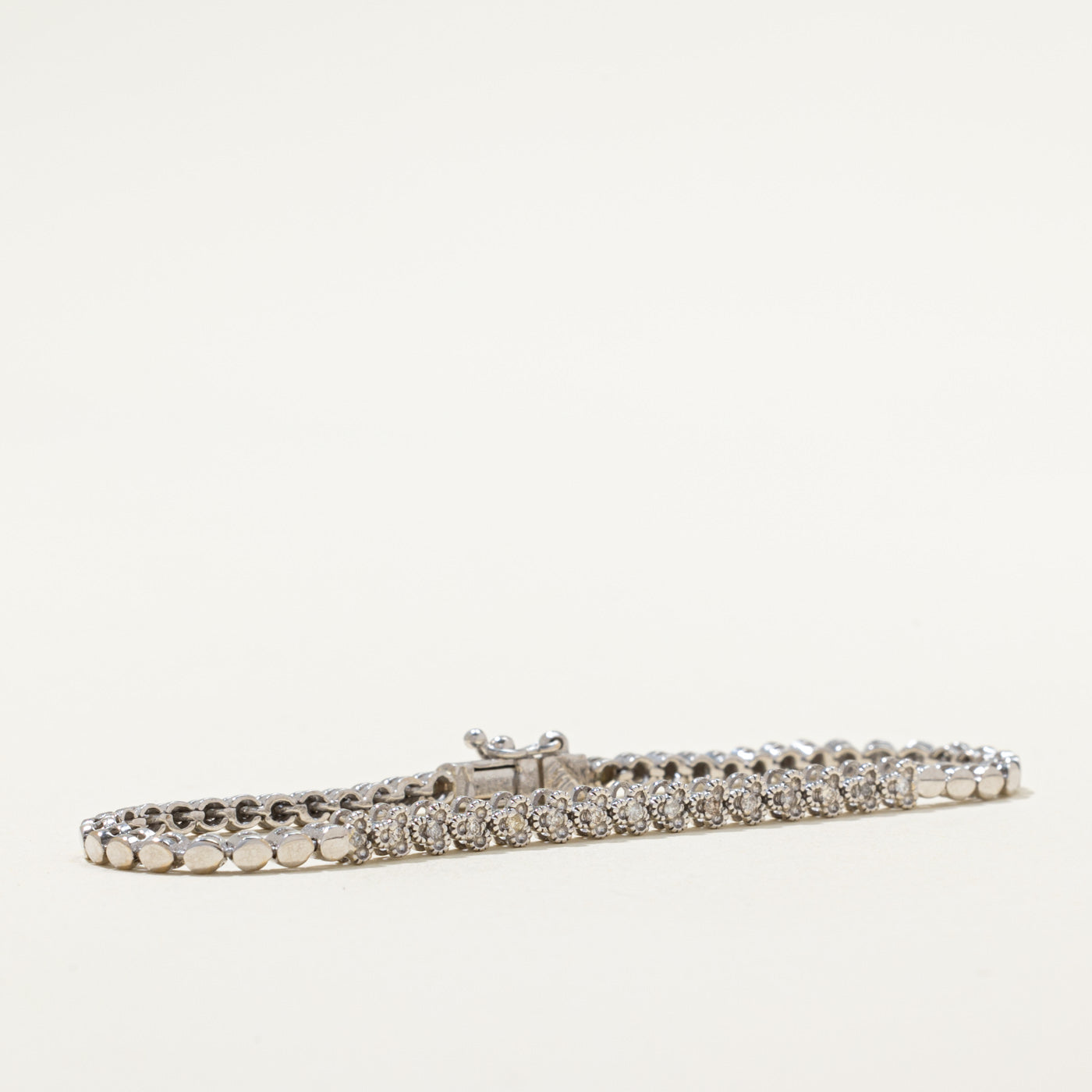 Diamond Circle Link Bracelet | 0.13ctw Diamond Tennis Bracelet | 6.75 Inch Adjustable Women's Jewelry Gift for Anniversary, Birthday & Special Occasions