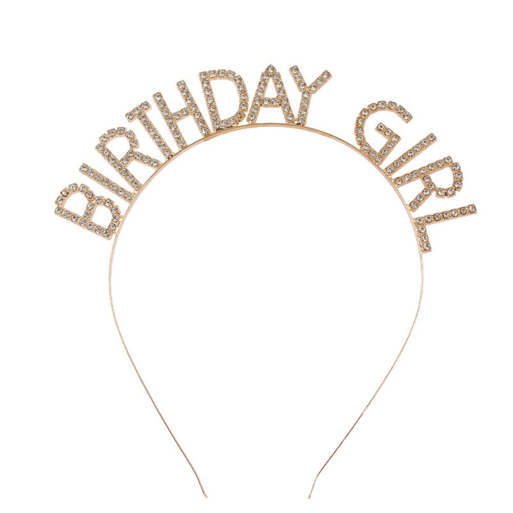Gold Birthday Tiara Headband for Women & Girls - Elegant Birthday Crown Headpiece for Daughter, BFF, Party Hair Accessories - Perfect for Birthday Celebrations, Special Occasions & Photo Shoots