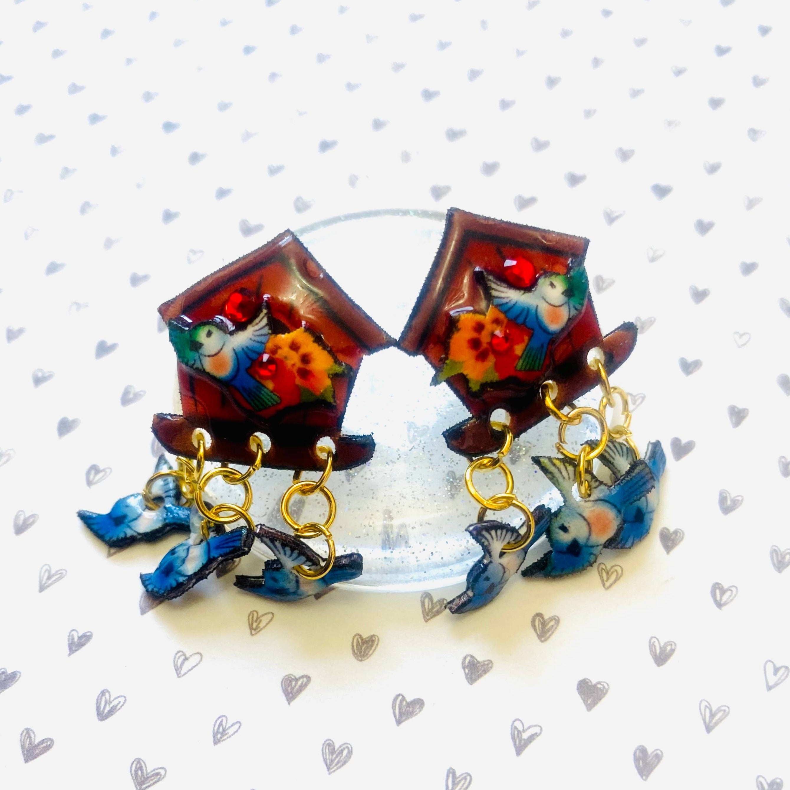 Bird House Earrings by Rosie Rose Parker - Handmade Dainty Birdcage Jewelry for Women | Perfect Gift for Nature Lovers, Boho Style Accessories for Everyday Wear or Special Occasions
