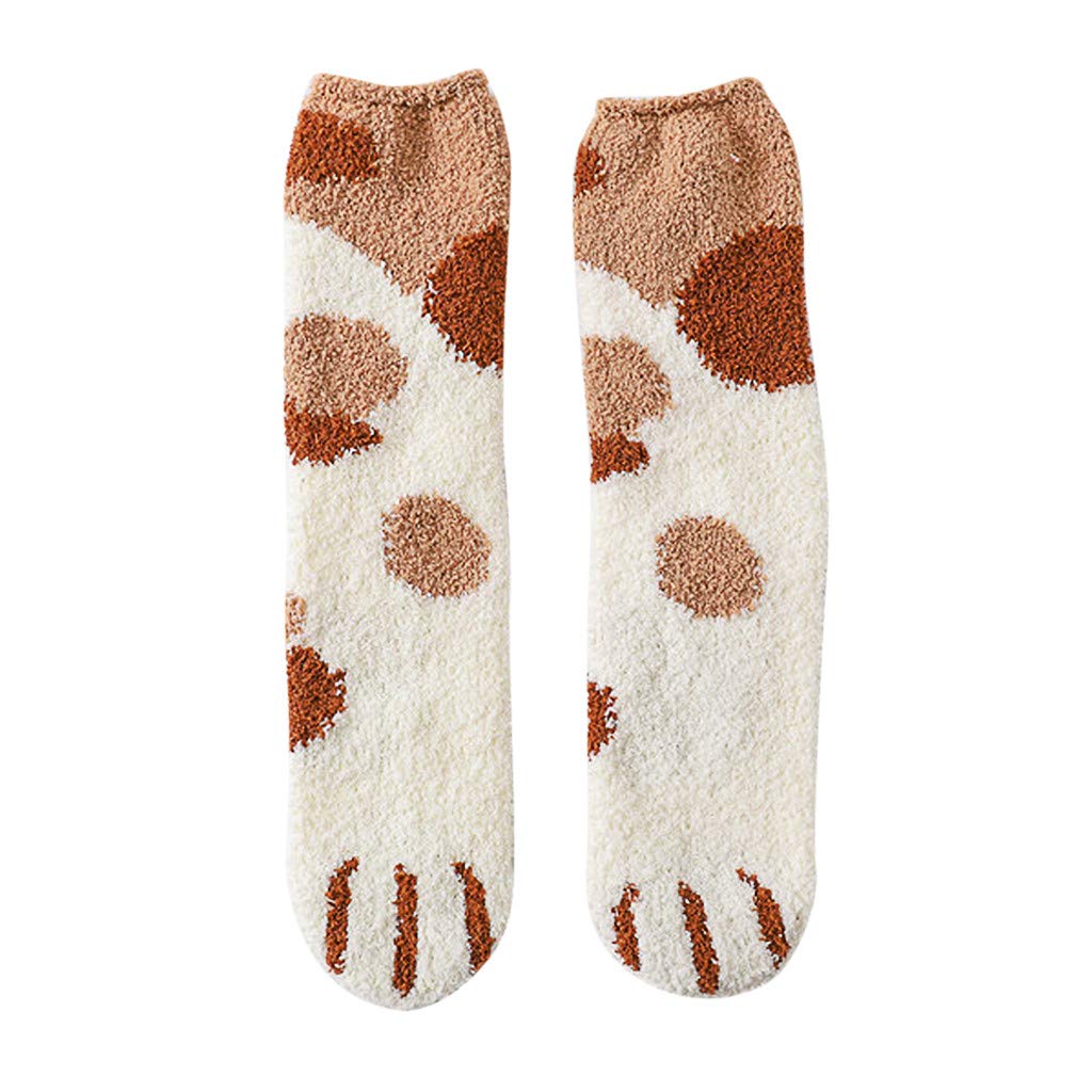 Women's Fashion Cat Claw Coral Thick Fuzzy Knee-High Socks - Cozy Winter Warm Sleeping Socks for Home, Lounge & Casual Wear