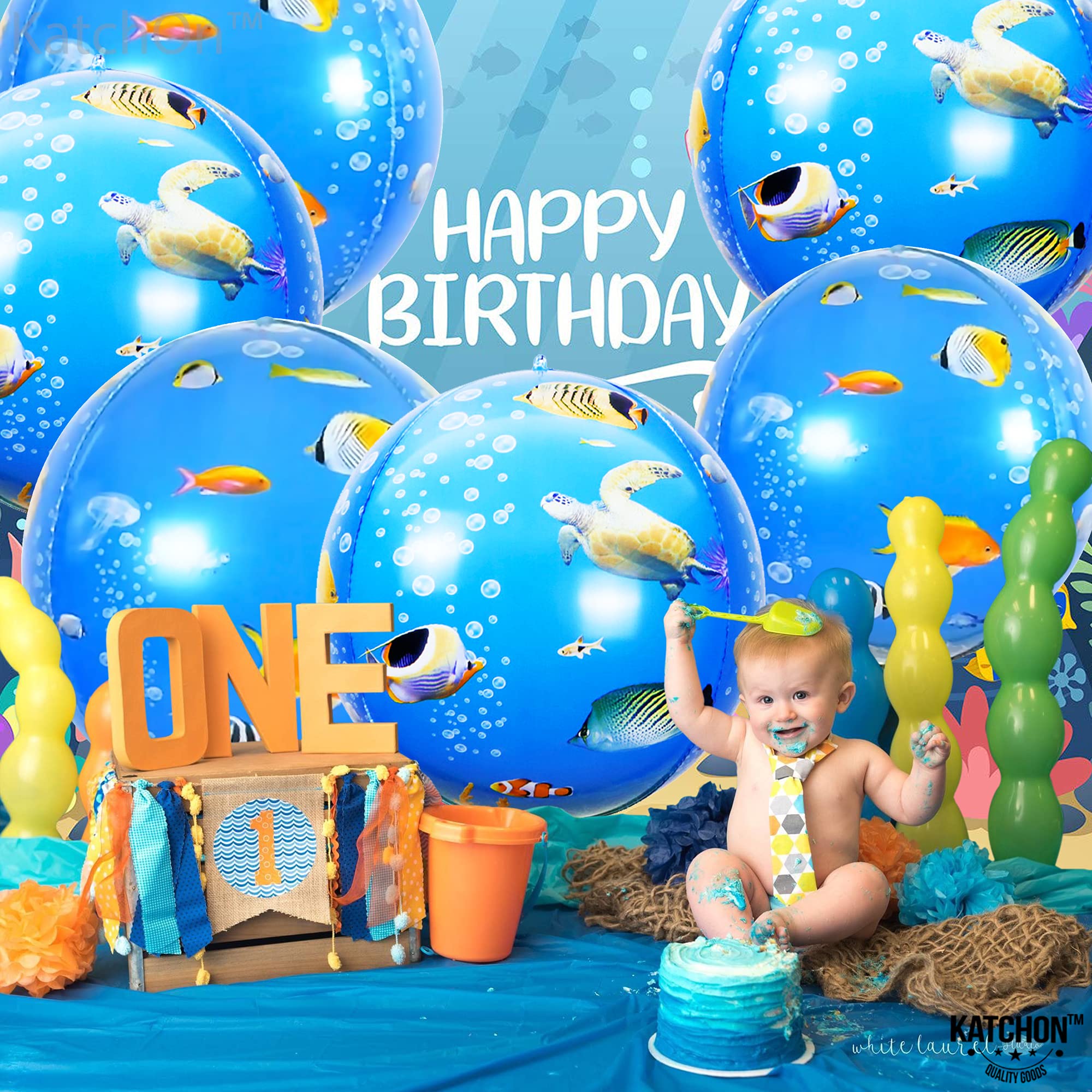 KatchOn 22 Inch Sea Turtle Balloons - Pack of 6 | 4D Underwater Ocean Theme Party Decorations | Perfect for Birthday Parties, Baby Showers & Beach Themed Events
