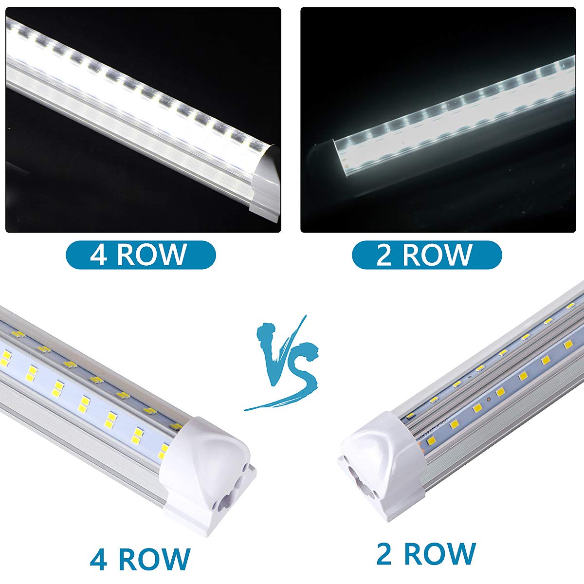 20 Pack 8ft LED Shop Light Fixture - 96'' T8 Integrated Linkable LED Tube Lights, 120W 13500LM 6000K Daylight White, V-Shape Clear Lens, Plug & Play - Perfect for Garage, Warehouse, Workshop, Basement Lighting