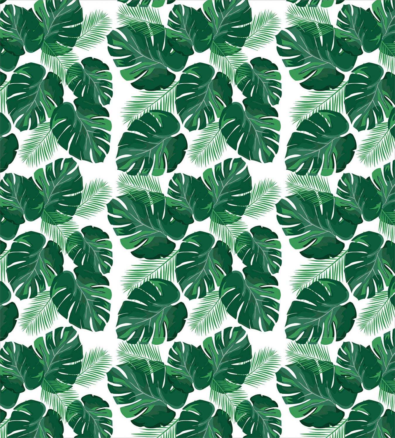 Ambesonne Monstera Leaf Duvet Cover Set - King Size 3-Piece Bedding with 2 Pillow Shams, White & Jade Green Tropical Botanical Print - Perfect for Bohemian & Jungle Theme Bedrooms
