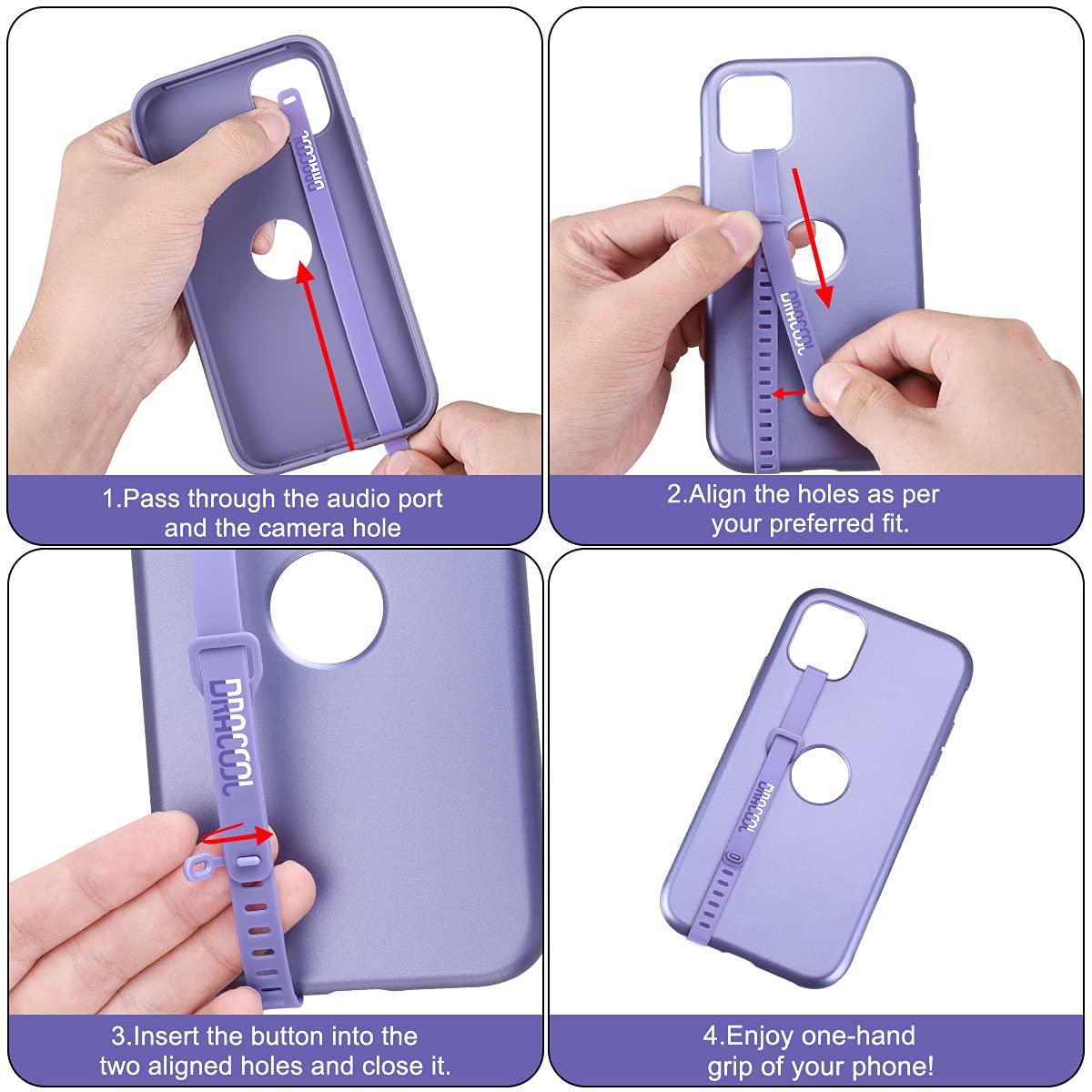 Dracool 2-Pack Silicone Phone Strap Grip Holder - Elastic Finger Loop Band for Secure Phone Grip - Universal Fit for iPhone, Samsung Galaxy & Most Smartphone Cases (Transparent) - Perfect for Gym, Running, Commuting & Everyday Use