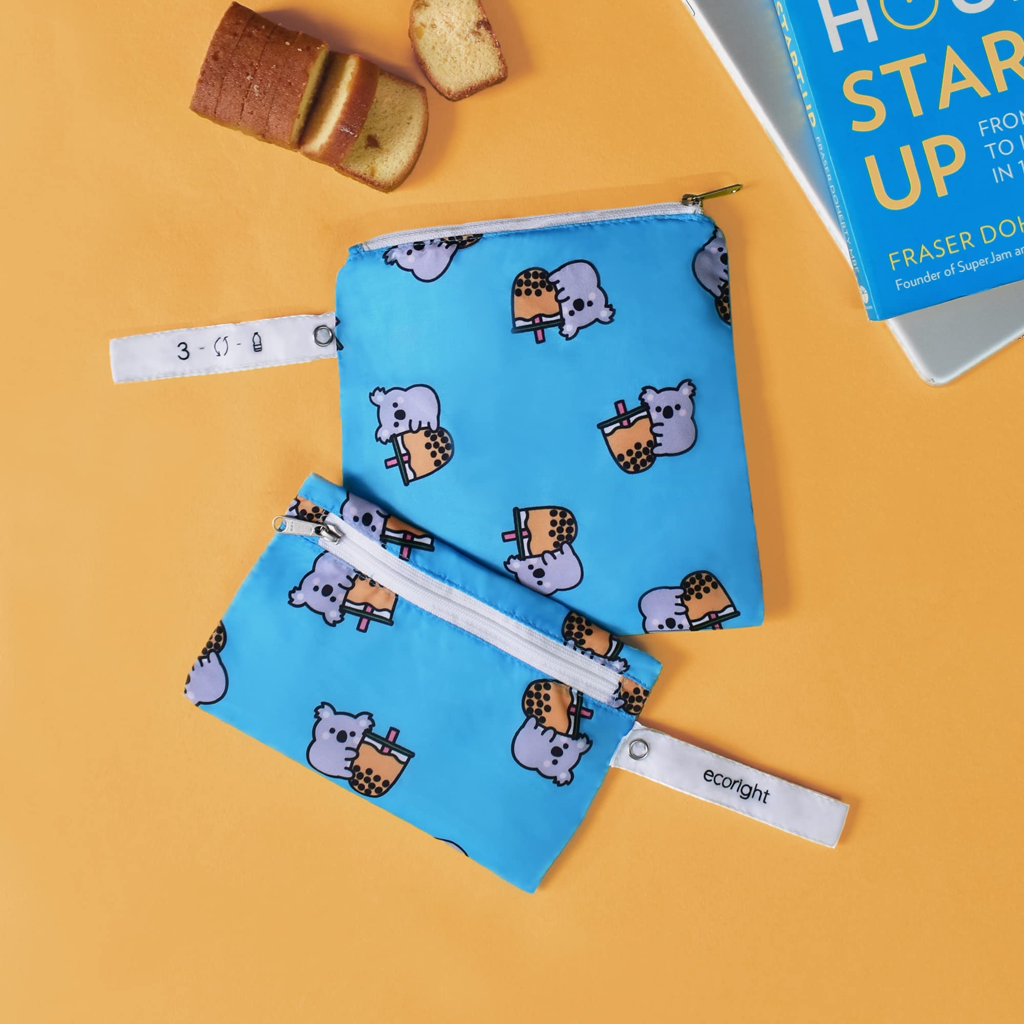 EcoRight 100% Recycled Reusable Sandwich Bags & Snack Bags - BPA Free, Food Safe, Set of 2 - Perfect for School Lunches, Picnics & Meal Prep
