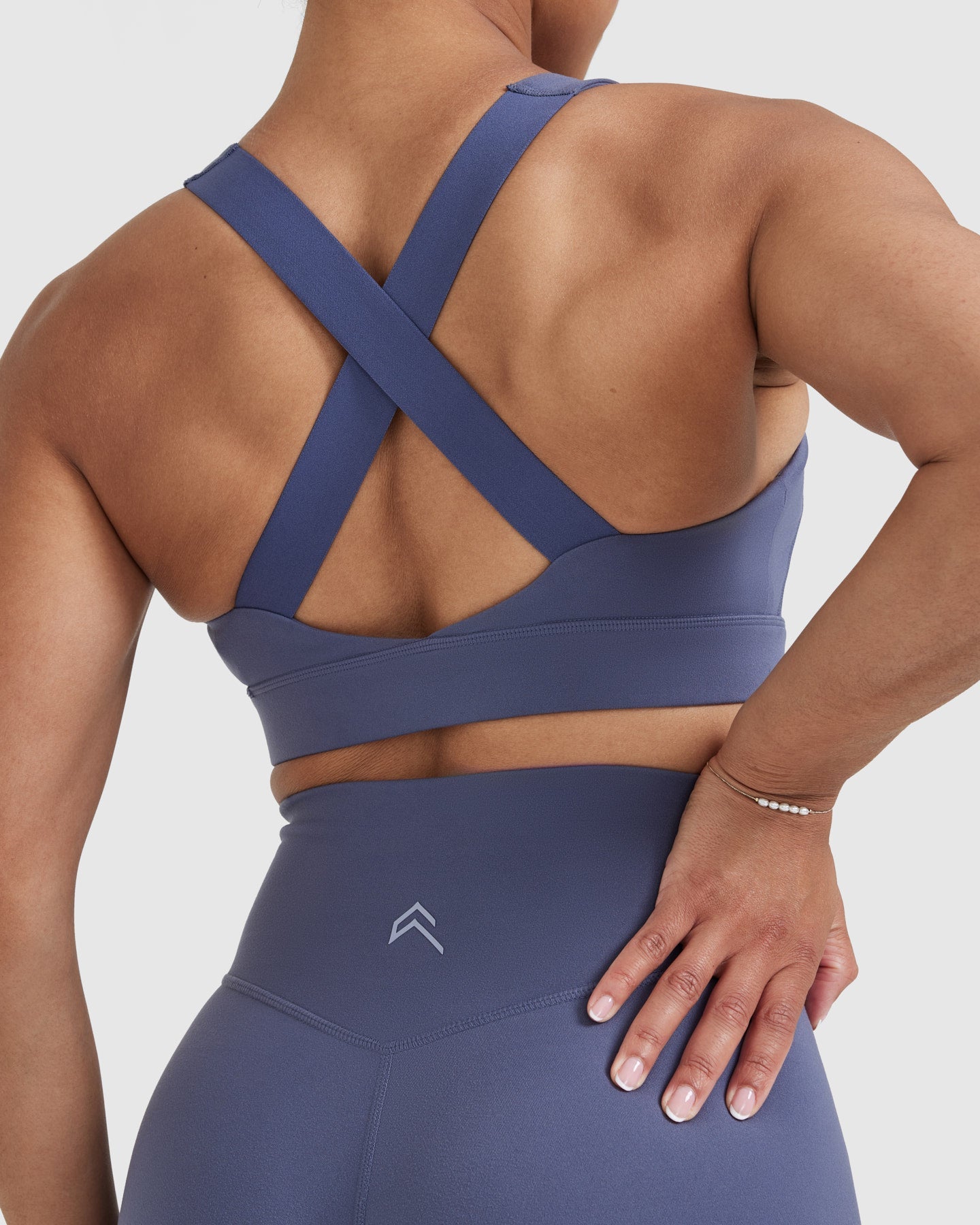 Timeless Wide Strap Sports Bra for Women - High Support Workout Top in Slate Blue | Perfect for Yoga, Running & Gym Fitness Activities