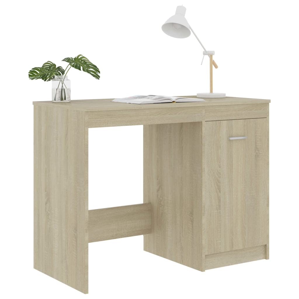 Standing Computer Desk with Shelves - Home Office Workstation in Sonoma Oak Finish, Scandinavian Style Engineered Wood Desk for Living Room, Bedroom & Small Spaces | Perfect for Remote Work & Study