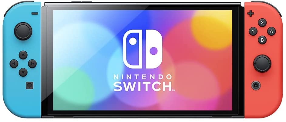 Nintendo Switch OLED Model with Neon Red & Neon Blue Joy-Con - Region-Free Japanese Version - Perfect for Gaming, Travel & Family Entertainment