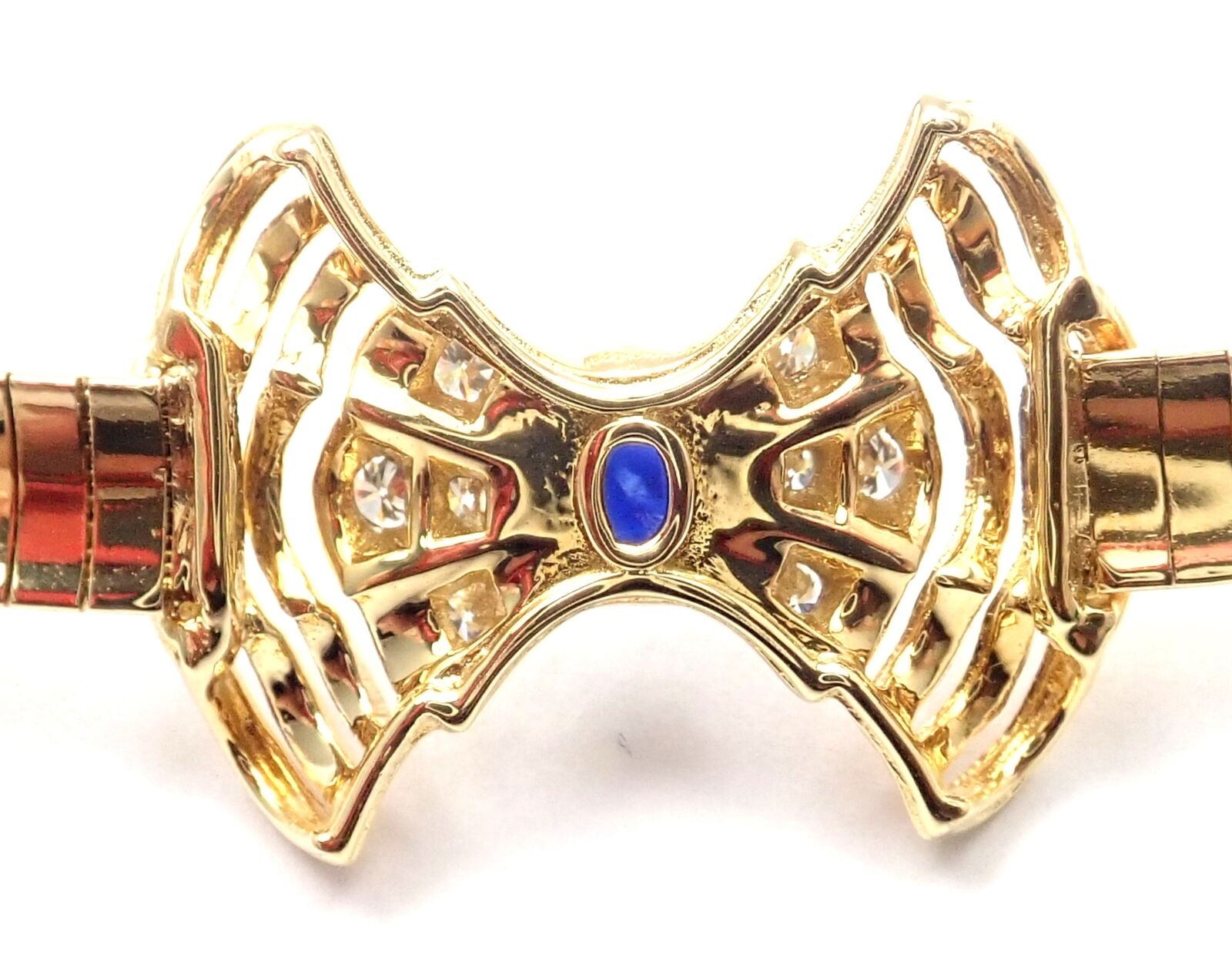 Authentic Christian Dior 18k Yellow Gold Diamond Sapphire Bow Necklace - Luxury Jewelry for Women, Perfect for Weddings, Parties & Special Occasions