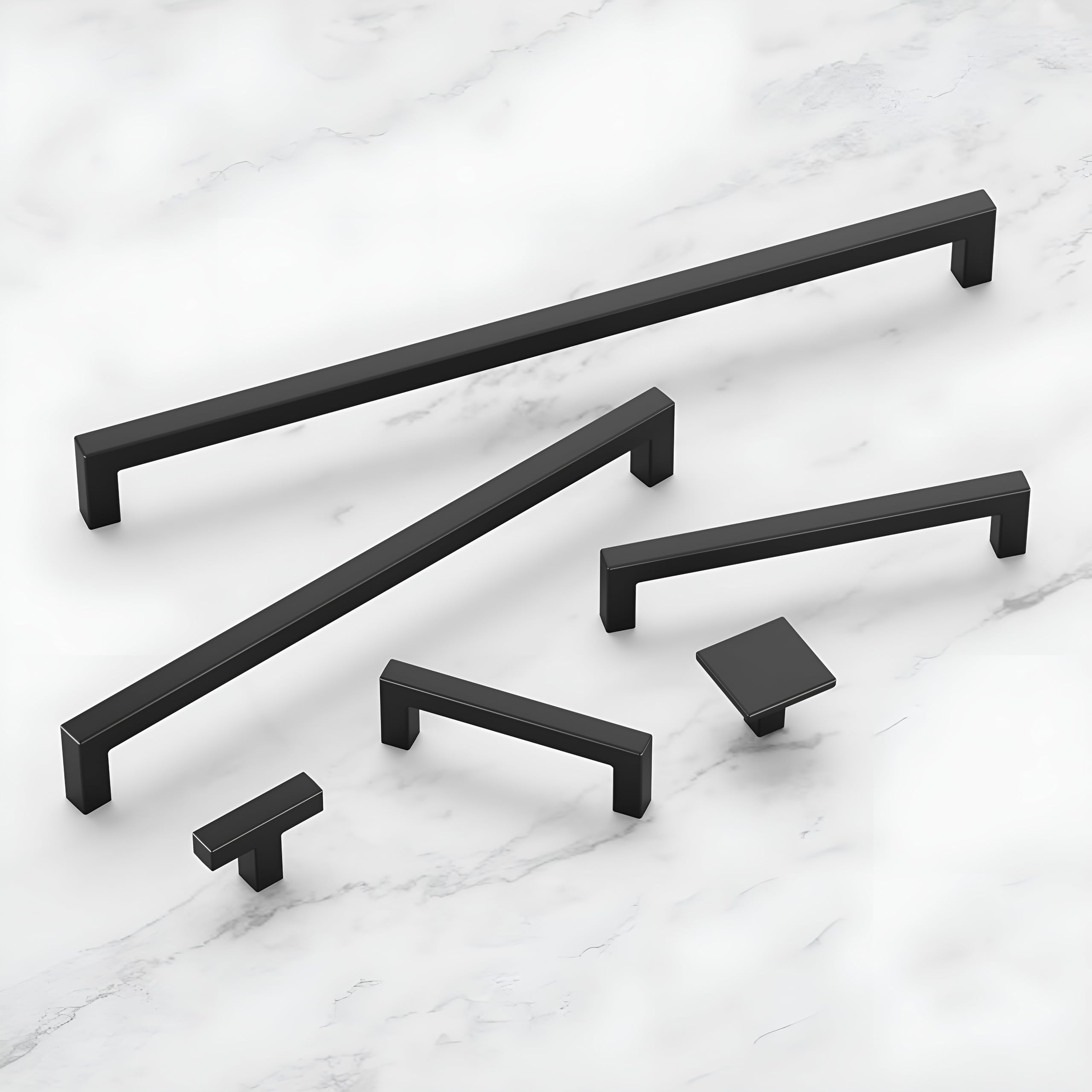 Premium Hickory Hardware Solid Core Kitchen Cabinet Pulls - Luxury Matte Black Cabinet Handles for Doors & Dressers - 3