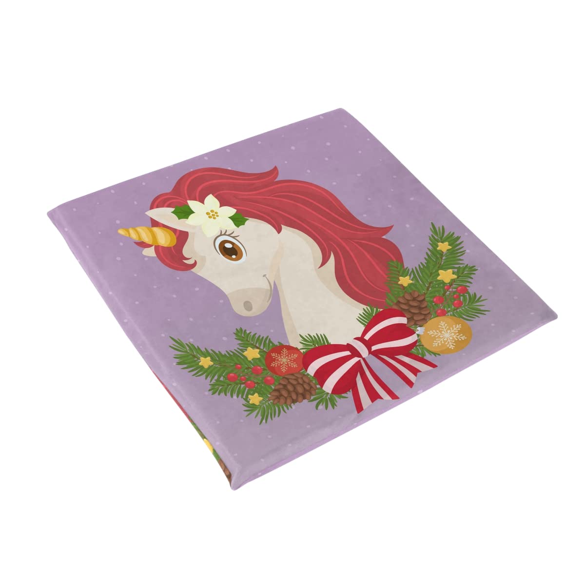 Christmas Unicorn Seat Cushion - Memory Foam Chair Pad with Washable Cover for Indoor & Outdoor Use - Perfect for Home, Office, and Garden Chairs