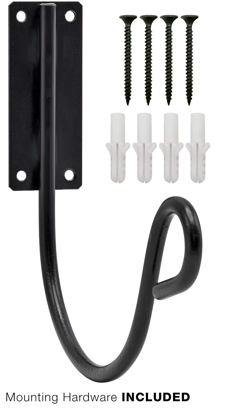 Sorbus Wall Mounted Garden Hose Holder Hook - Heavy Duty Wrought Iron Hose Reel Storage Hanger for Yard, Lawn & Outdoor Watering - Perfect for Organizing Garden Hoses, Sprinklers & Irrigation Systems (Black)