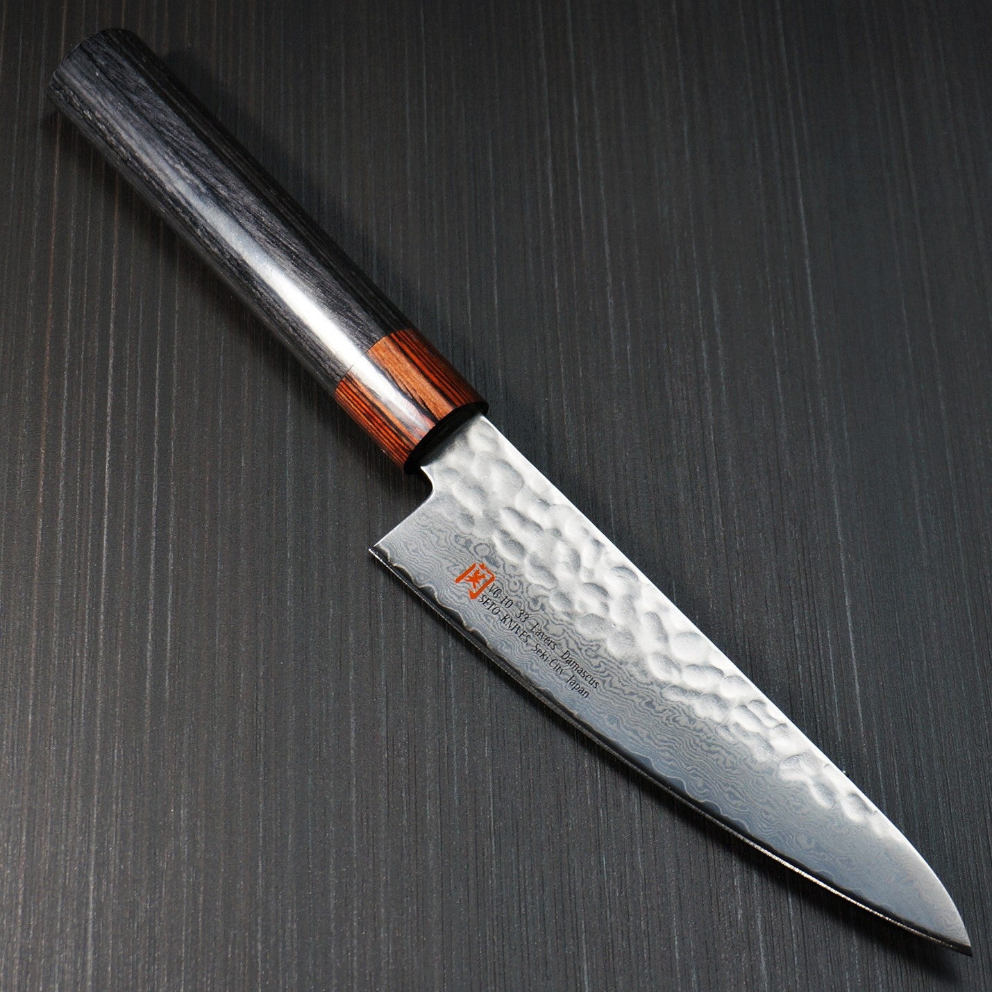 Premium SETO 33-Layer Hammered Nickel Damascus VG10 Santoku Knife 150mm (6 Inch) - Japanese Kitchen Knife for Slicing, Dicing & Chopping Vegetables, Fruits & Meat - Perfect for Home Chefs & Culinary Enthusiasts