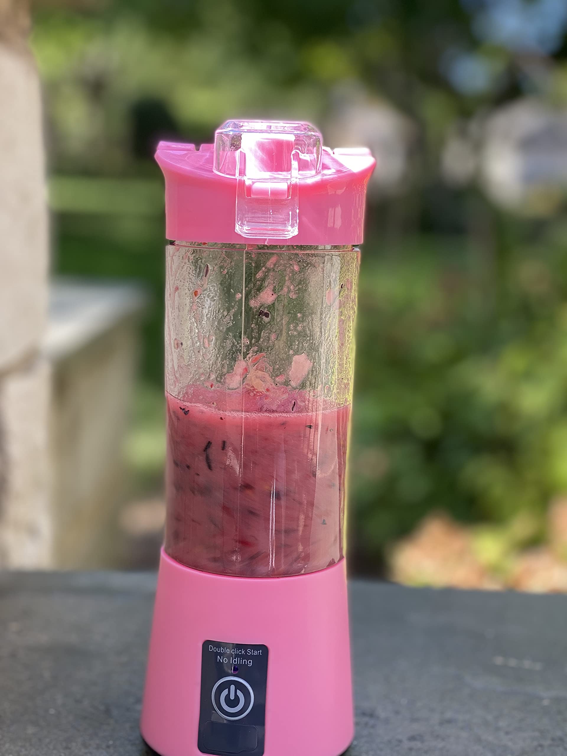 Powerful 6-Blade Personal Blender - Portable Rechargeable Smoothie Maker for Shakes, Margaritas & Baby Food - Perfect for Travel, Gym & Home Use - Great Holiday Gift 2021 (Pink)