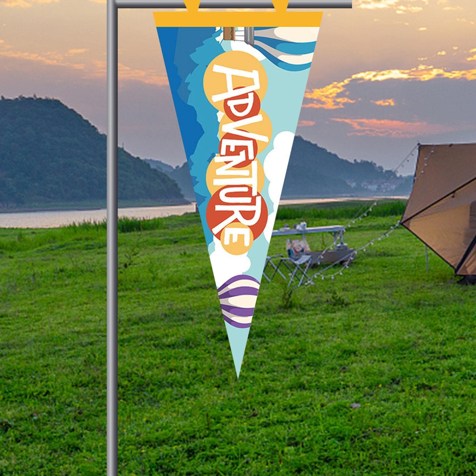 Camping Pennant Flag - Double-Sided Felt Triangle Banner for RV Trailers & Outdoor Yard Decor - Durable Camping Accessories with Easy-to-Use Felt Strips - Perfect for Campgrounds, RV Parks & Backyard Parties
