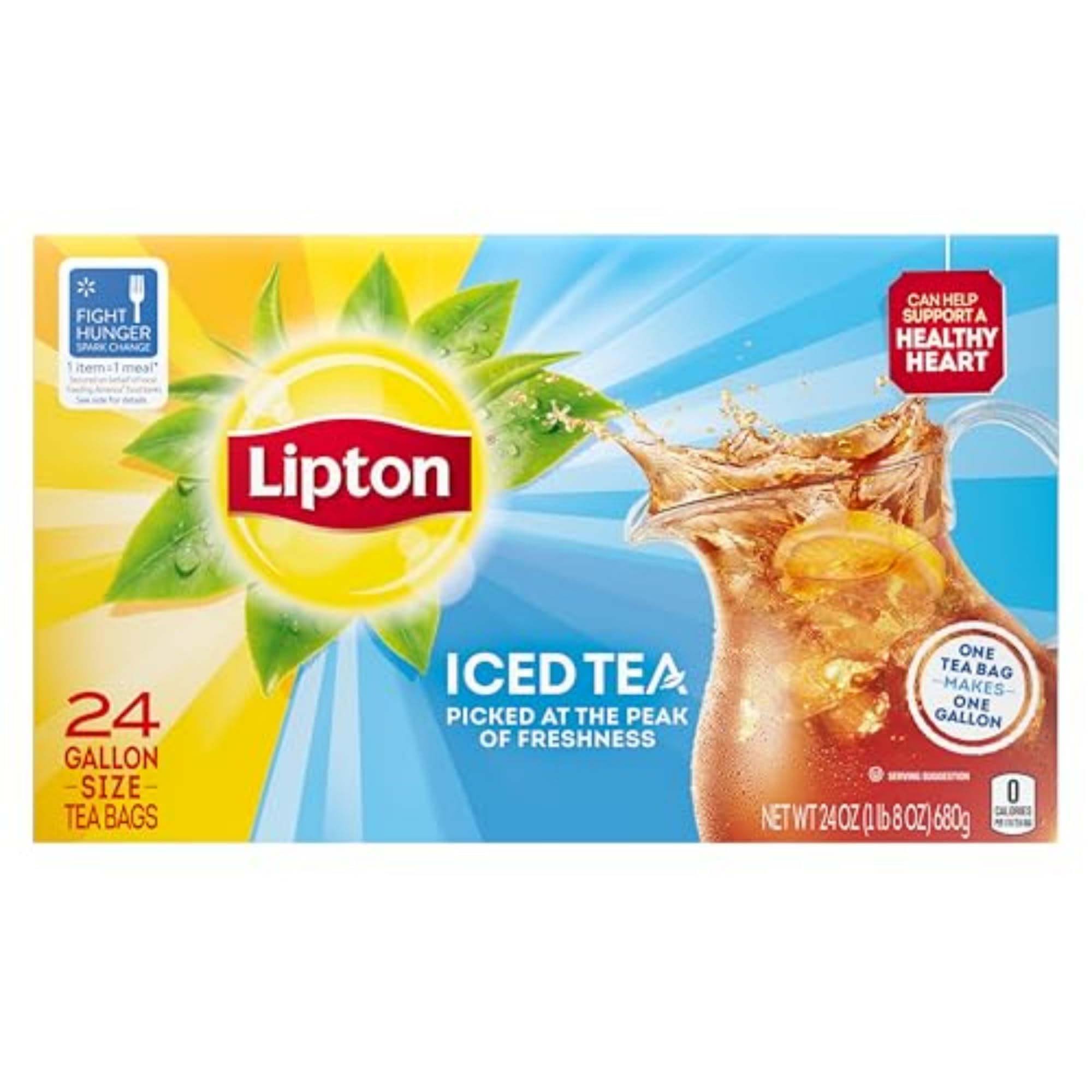Lipton Unsweetened Iced Tea Bags - 24 Count | Gallon-Sized Brew | Zero Calories | Refreshing & Healthy | Perfect for Summer, Picnics & Family Gatherings