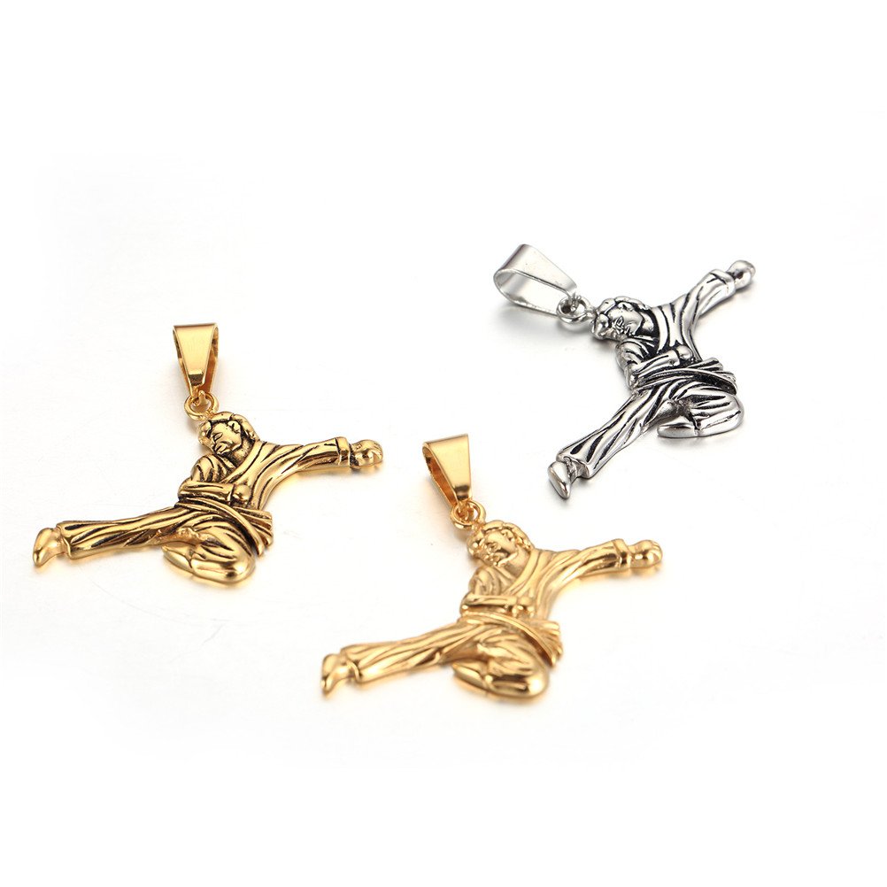 Men's Stainless Steel Taekwondo Judo Necklace - Bodybuilder Fitness Pendant in 3 Colors | Perfect for Martial Arts Training, Gym Workouts & Fashion Accessories