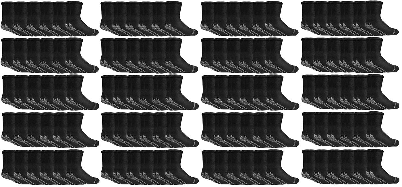 Yacht & Smith Non-Skid Diabetic Socks - Loose Fit Gripper Bottom Black Slipper Socks for Men & Women | Hospital & Home Use | Wholesale Bulk Pack