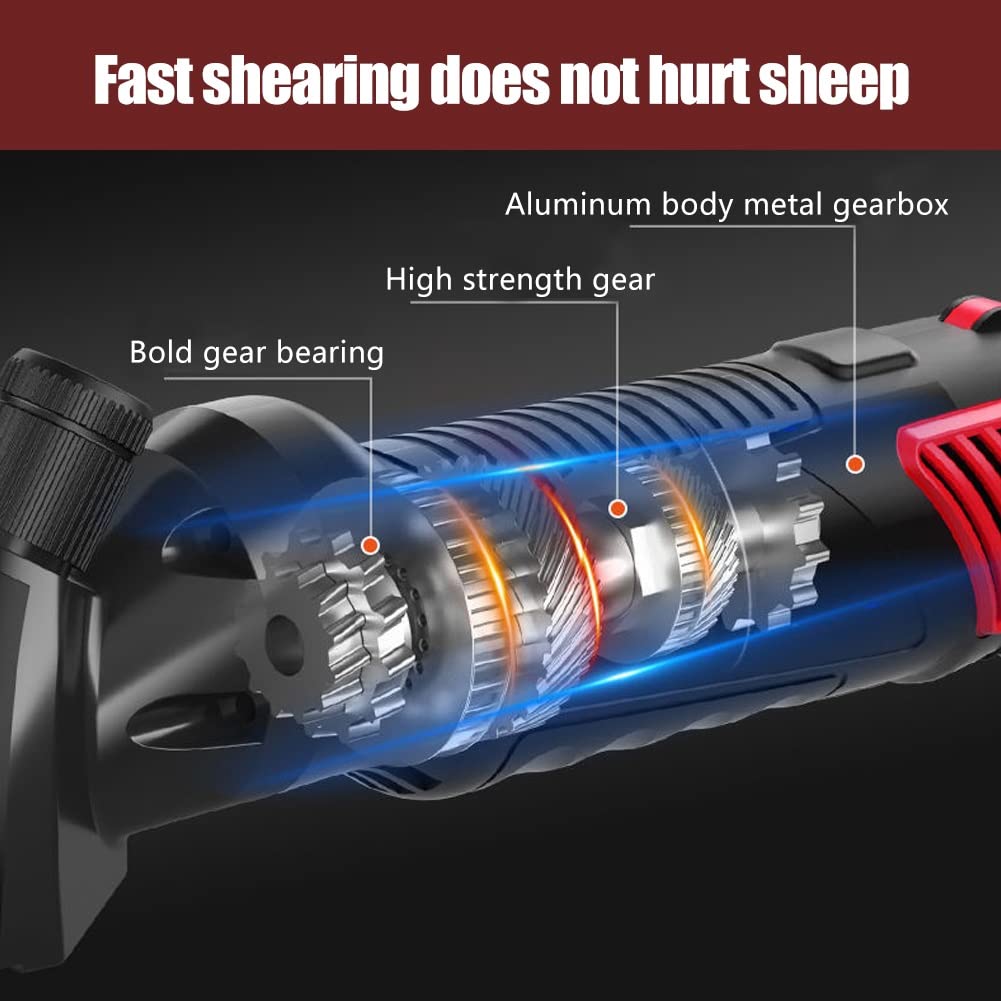 DYK&NX 500W Electric Sheep Shearing Clippers - 6 Speed Adjustable 2400RPM Professional Livestock Grooming Tool with Blade Tightness Control for Sheep, Goats, Cattle & Farm Animals (13 Tooth Machete Blade) - Perfect for Farm Shearing, Wool Harvesting & Pet Grooming