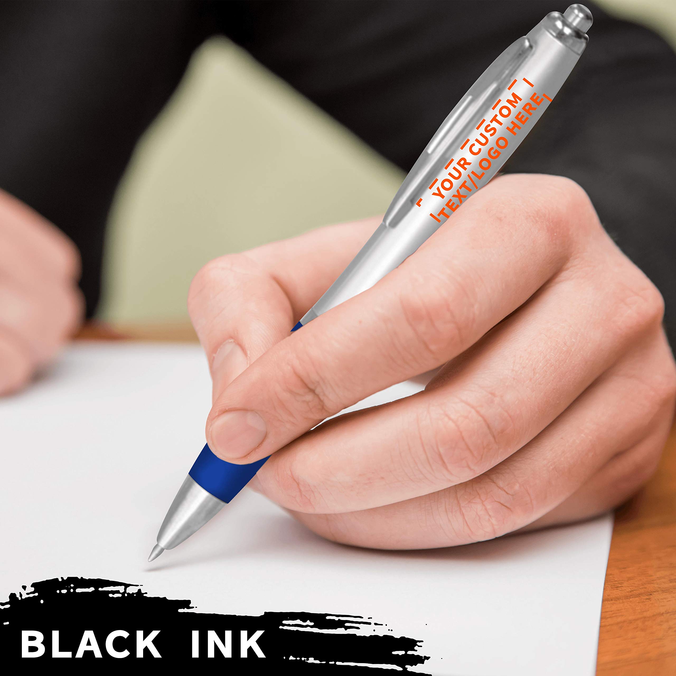 Custom Colored Grip Gel Pens - 100-Piece Bulk Pack with Personalized Options | Premium Smooth Writing for Office, School & Business | Ideal for Tradeshows, Events & Gift Giving - Blue