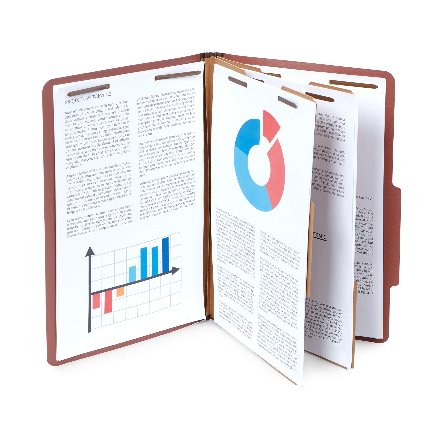 30 Legal Size Classification Folders with 2 Divider Pockets - 2 Inch Tyvek Expansion, Durable 2-Prong Fastener for Organizing Law Client Files & Office Documents - Red Brick - Perfect for Law Firms, Corporate Offices, and Document Management Systems