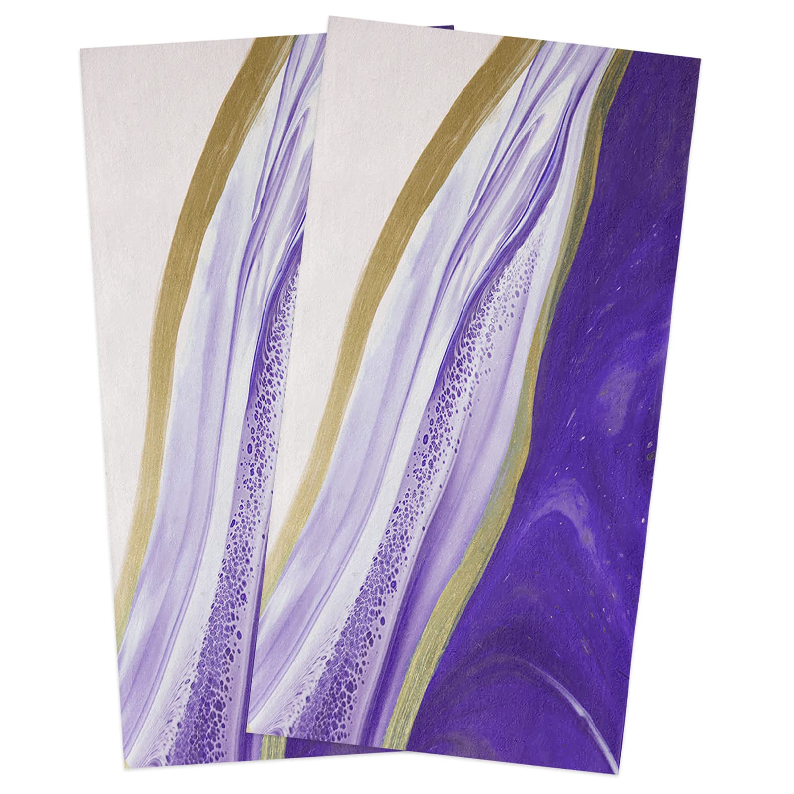 Premium 2-Pack Super Absorbent Microfiber Dish Towels - Ombre Purple Marble Gradient Pattern, Soft Kitchen & Bathroom Hand Towels for Cleaning, Dishes & Bar Use - Ideal for Drying, Wiping & Decorating