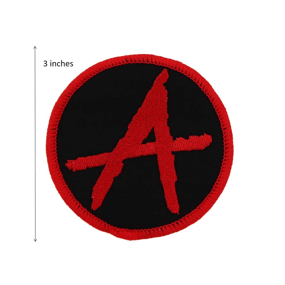 Anarchy Symbol Iron On Patch - Punk Goth Embroidered Emblem for Jackets, Vests & Backpacks - DIY Anarchism Logo Sew On Badge for Bikers & Rebels