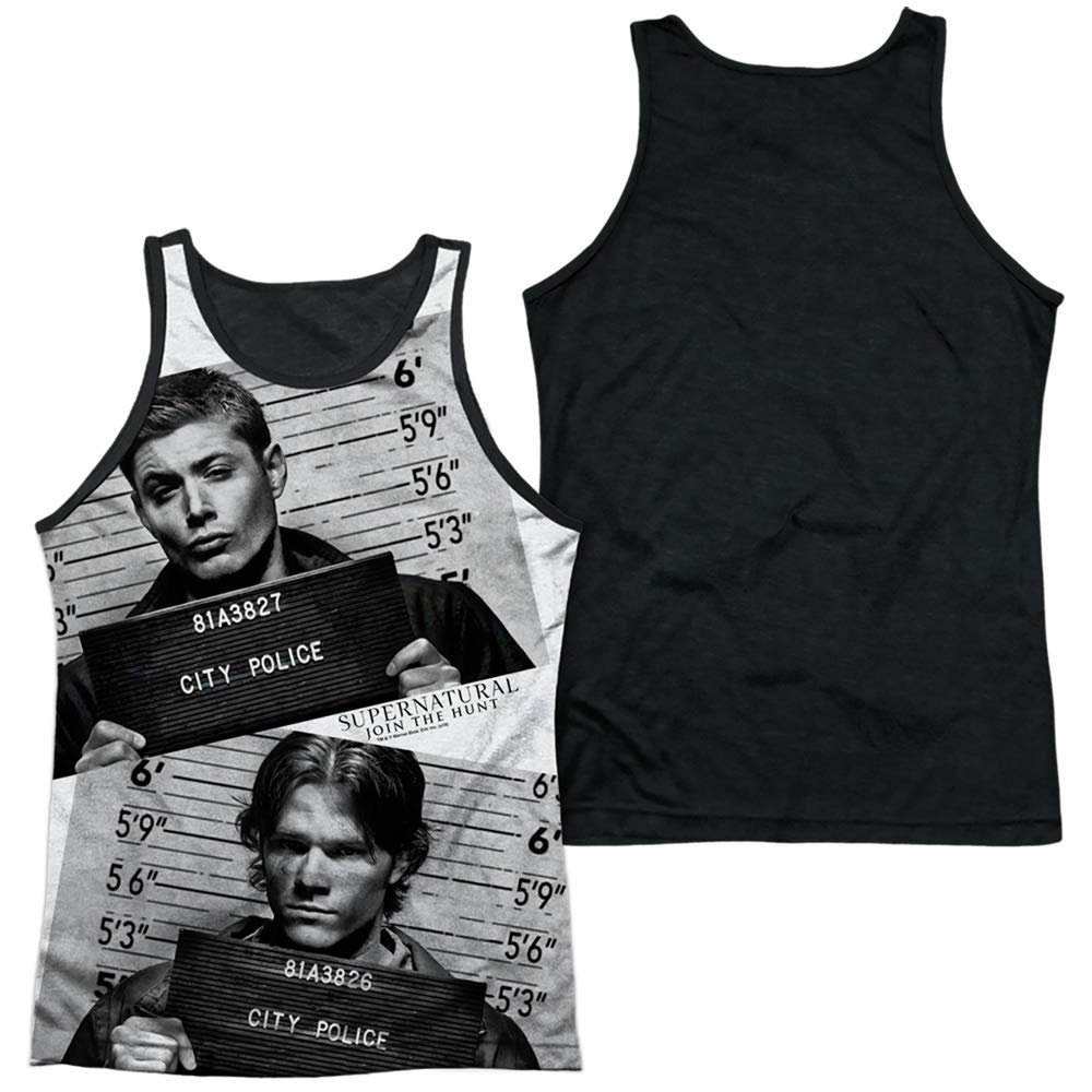 Supernatural Mug Shots Sublimated Black Muscle Tank Top for Men & Women | Unisex Graphic Tee for Fans | Perfect for Cosplay, Conventions & Casual Wear