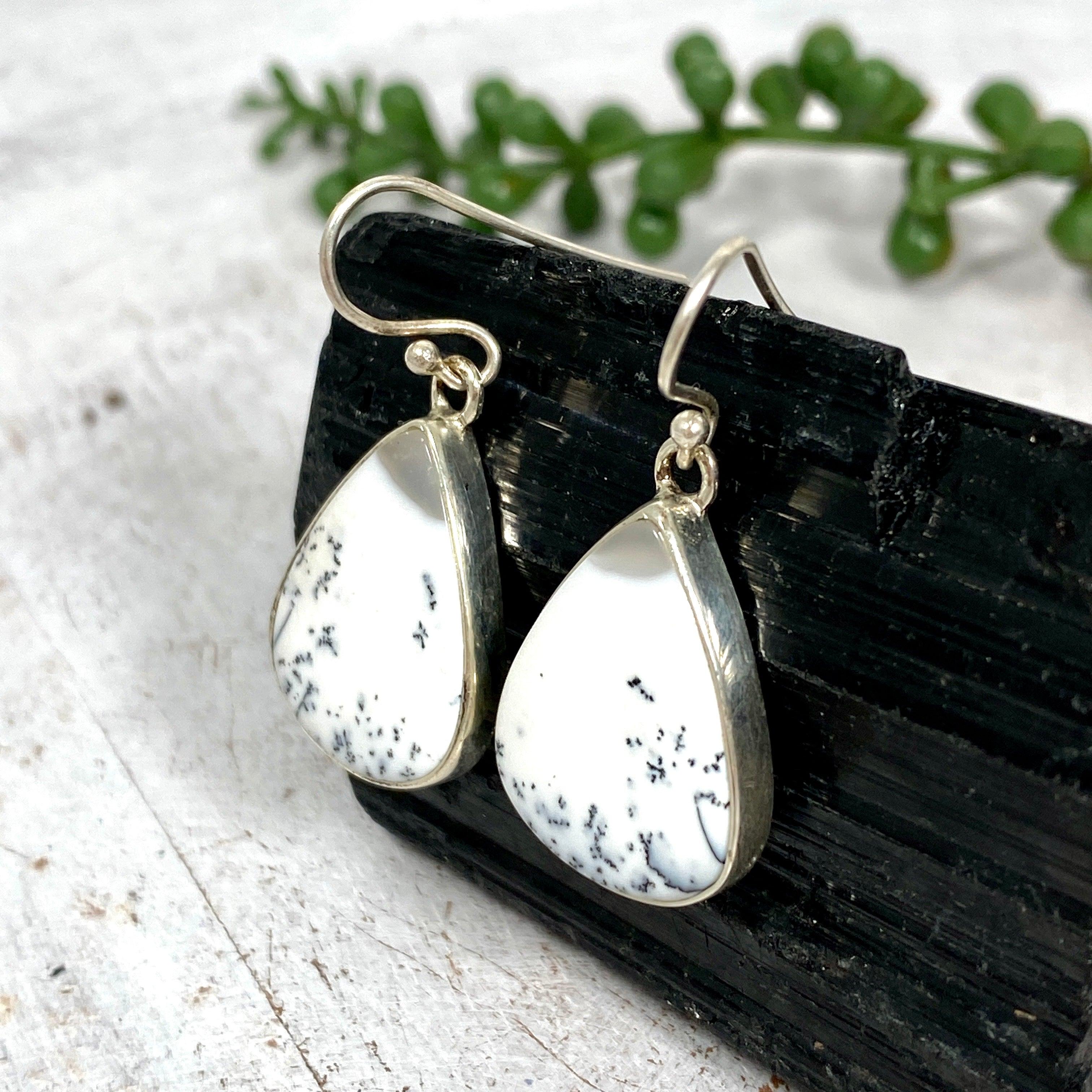 Exquisite Dendritic Opal Teardrop Earrings KEGJ1017 - Elegant Handmade Jewelry for Women, Perfect for Weddings, Parties & Special Occasions