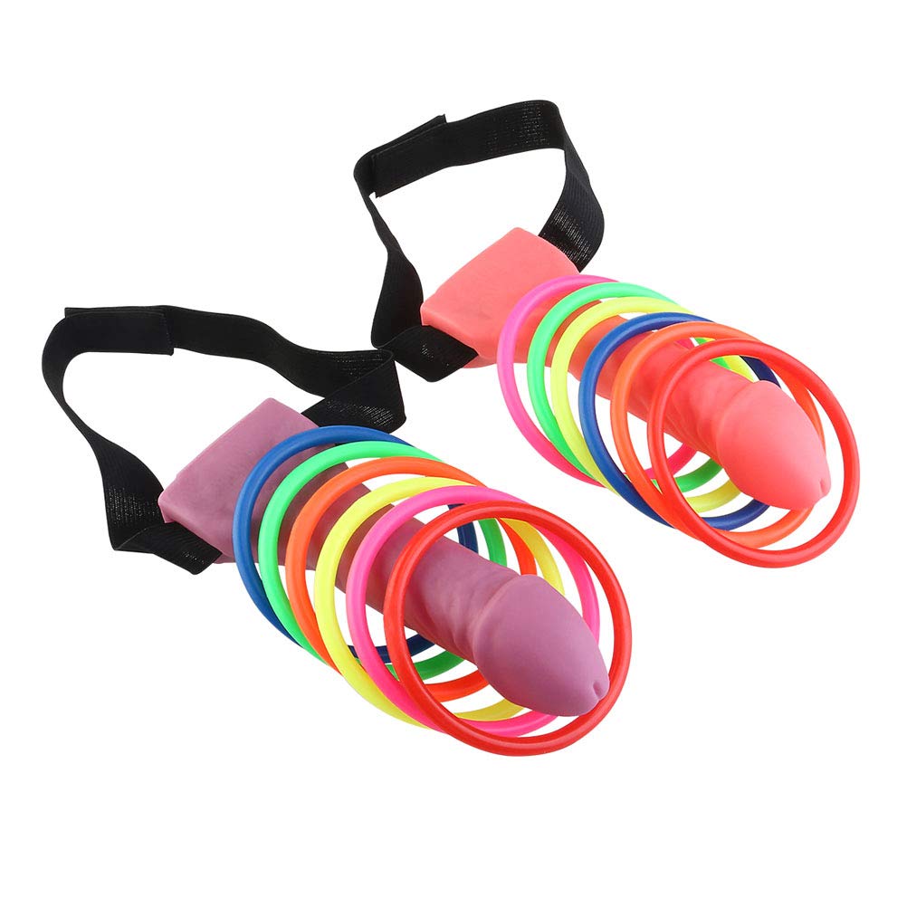 Funny Penis Head Ring Toss Game - 2PCS Adult Party Game for Bachelorette, Hen Party & Bachelor Decorations - Hilarious Drinking Game & Bachelorette Party Props for Girls Night & Bridal Shower Fun