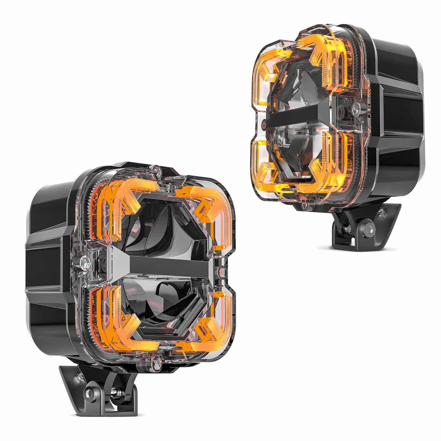 LOYO 90W 4 Inch LED Pods - APEX Series Off Road Driving Light with High/Low Beam & Amber DRL | Waterproof LED Light Bar for Trucks, Jeeps, ATVs, UTVs | Perfect for Night Off-Roading, Camping & Emergency Lighting