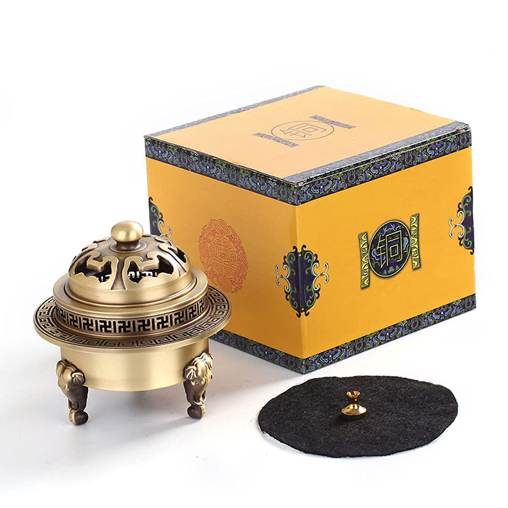 Premium Brass Incense Burner for Linear, Cone & Pan Incense Sticks - Elegant Home Decor for Meditation, Yoga & Aromatherapy