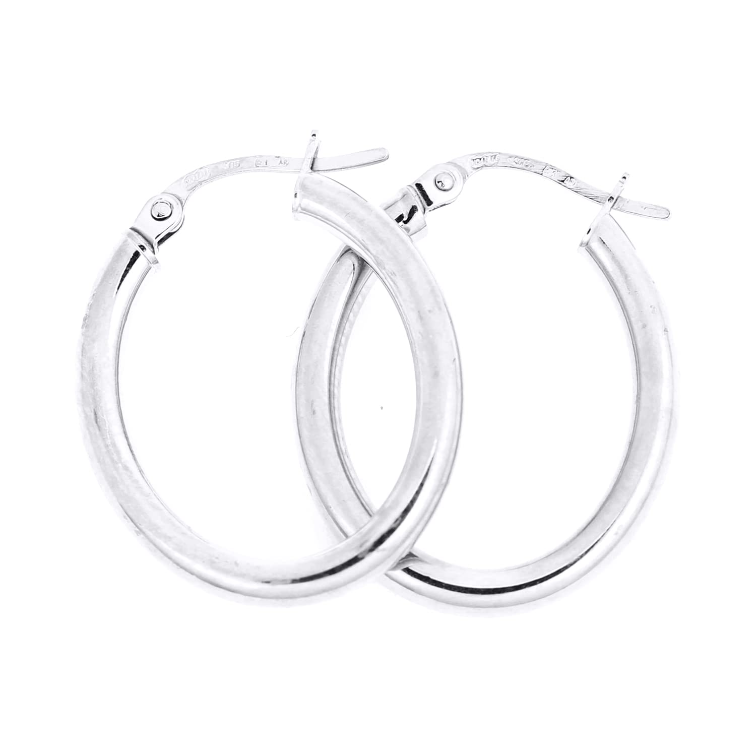 9ct White Gold Women’s Hoop Earrings – Elegant Thick Hoop Earrings for Everyday Wear & Special Occasions – by Elegano