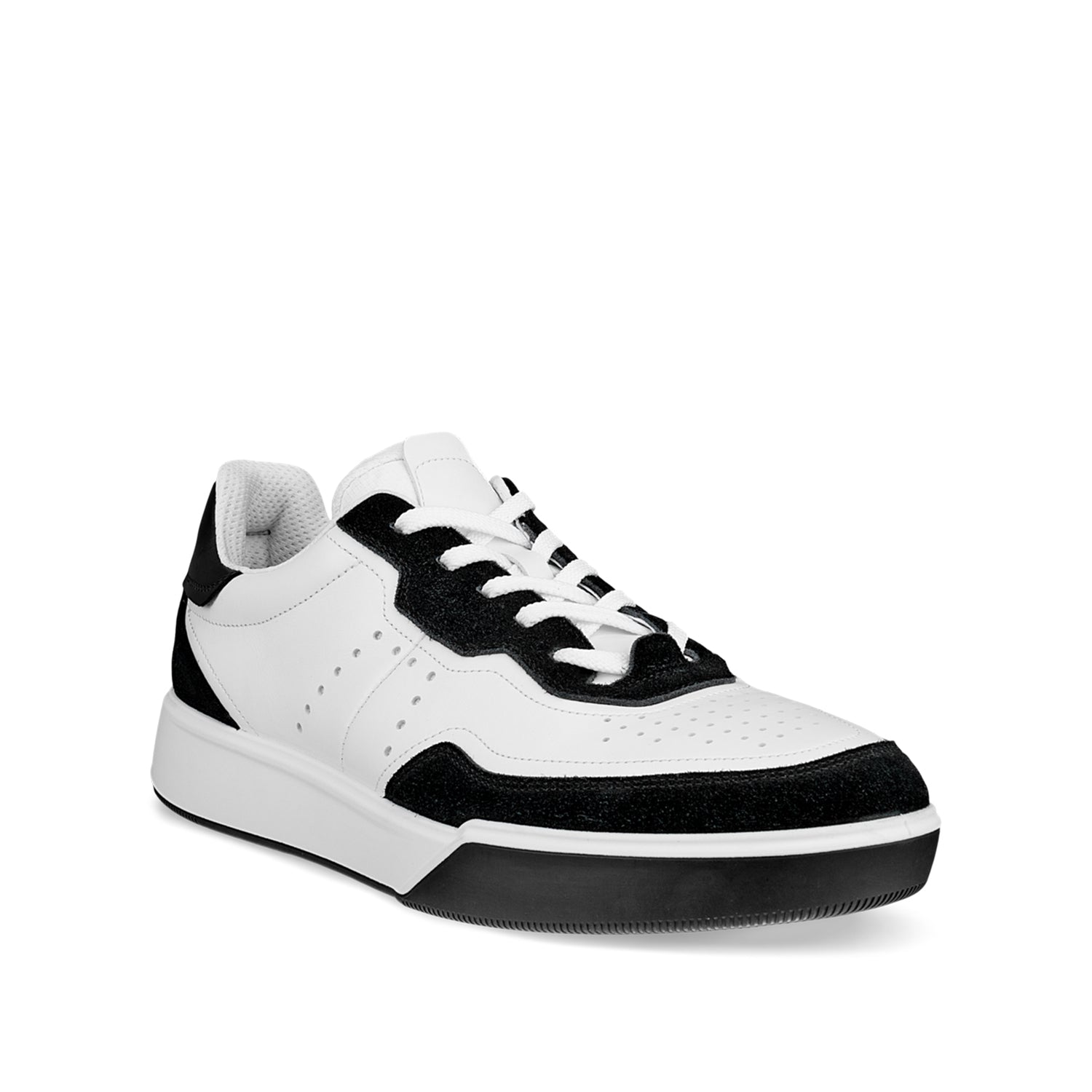 ECCO Men's Street Court M Sneakers - Black/White Casual Shoes for Walking, Running & Everyday Wear