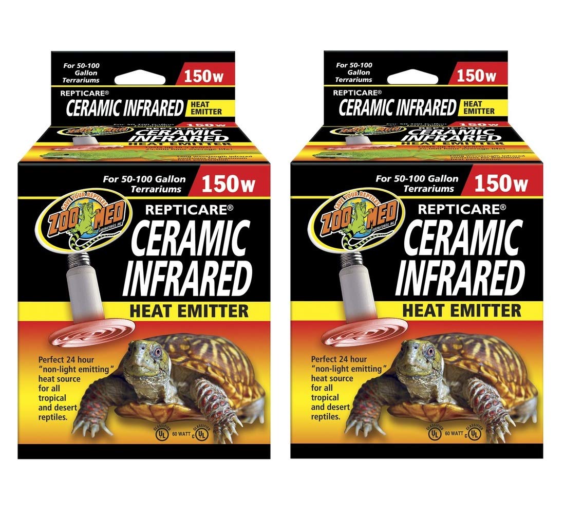 Zoo Med Repticare 150W Infrared Ceramic Heat Emitter for Reptiles - 2 Pack (2 Items) - Ideal for Terrariums, Snake Tanks & Lizard Habitats