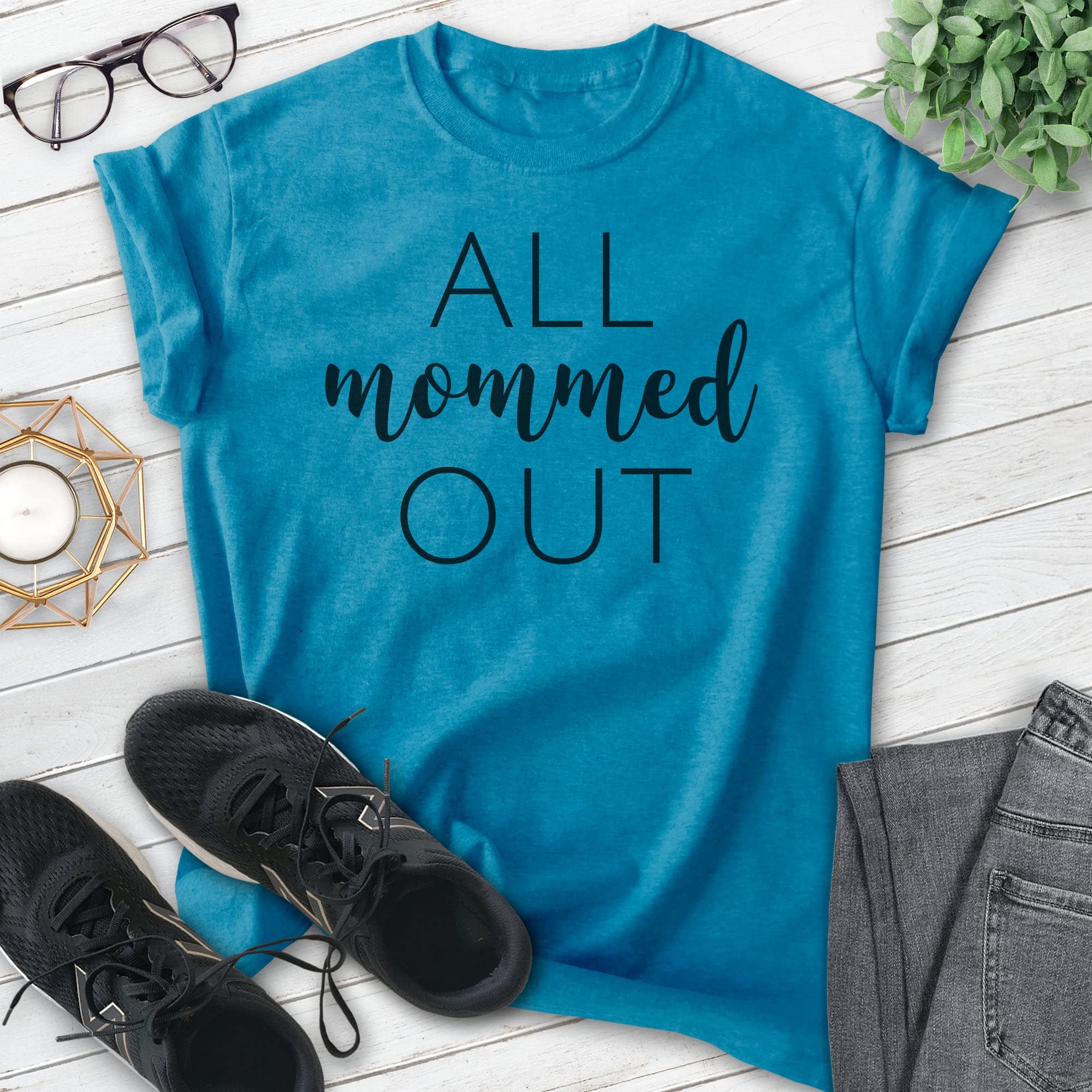 EVERTREE CLOTHING All Mommed Out Shirt - Funny Sarcastic Mom T-Shirt for Women & Men - Comfortable Unisex Cotton Tee for Mother's Day, Parenting Humor & Everyday Wear