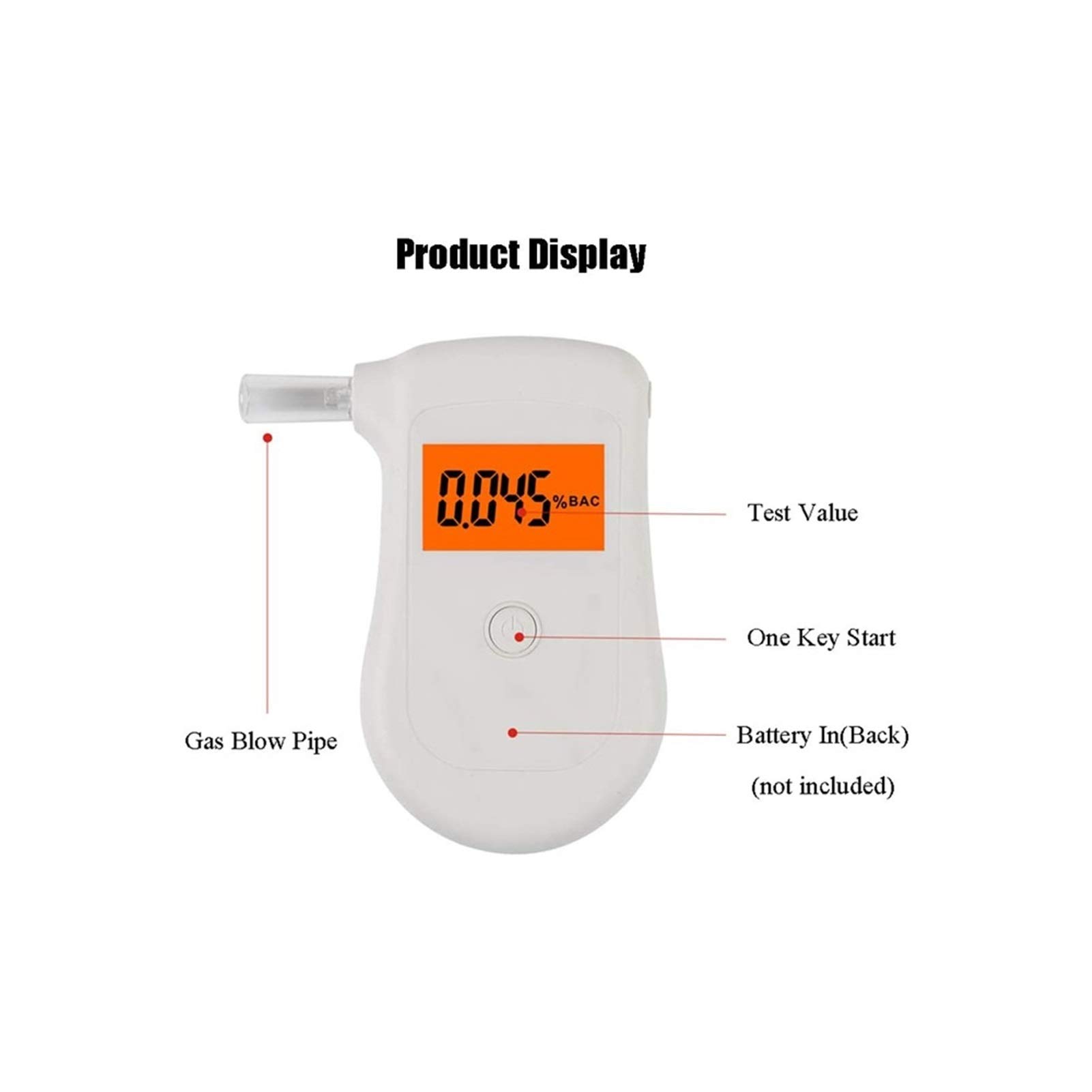 Portable Digital Breathalyzer Alcohol Tester with Backlit LCD Display - Accurate BAC Testing for Personal & Professional Use - Perfect for Home Safety, Workplace Testing, and Responsible Drinking Monitoring