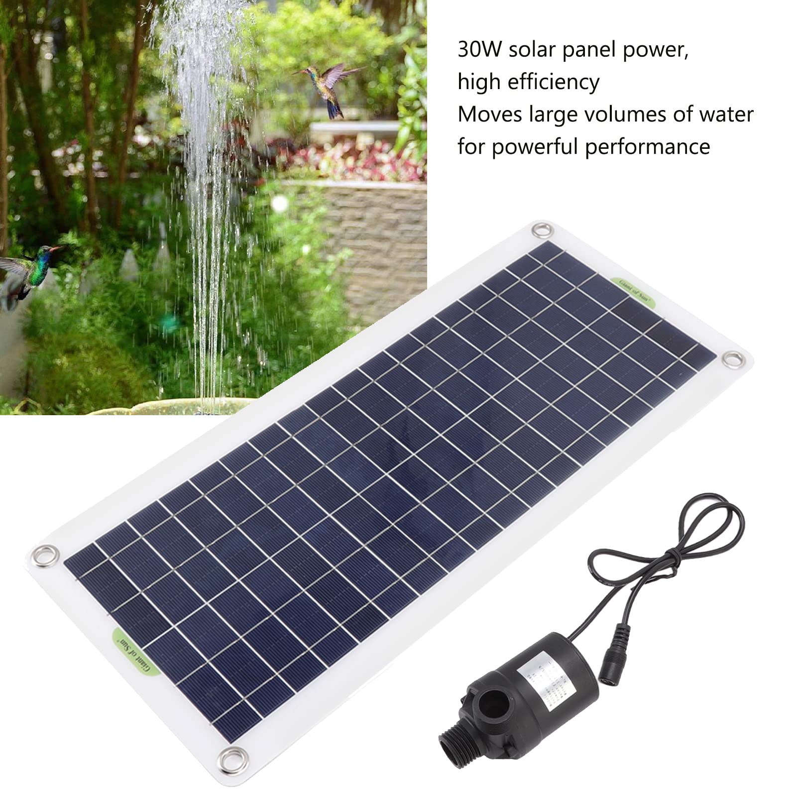 30W Solar Water Pump Kit with Polysilicon Panel - High Efficiency Solar Powered Fountain Pump for Pond, Hydroponics & Garden - Perfect for Outdoor Water Features & Eco-Friendly Irrigation