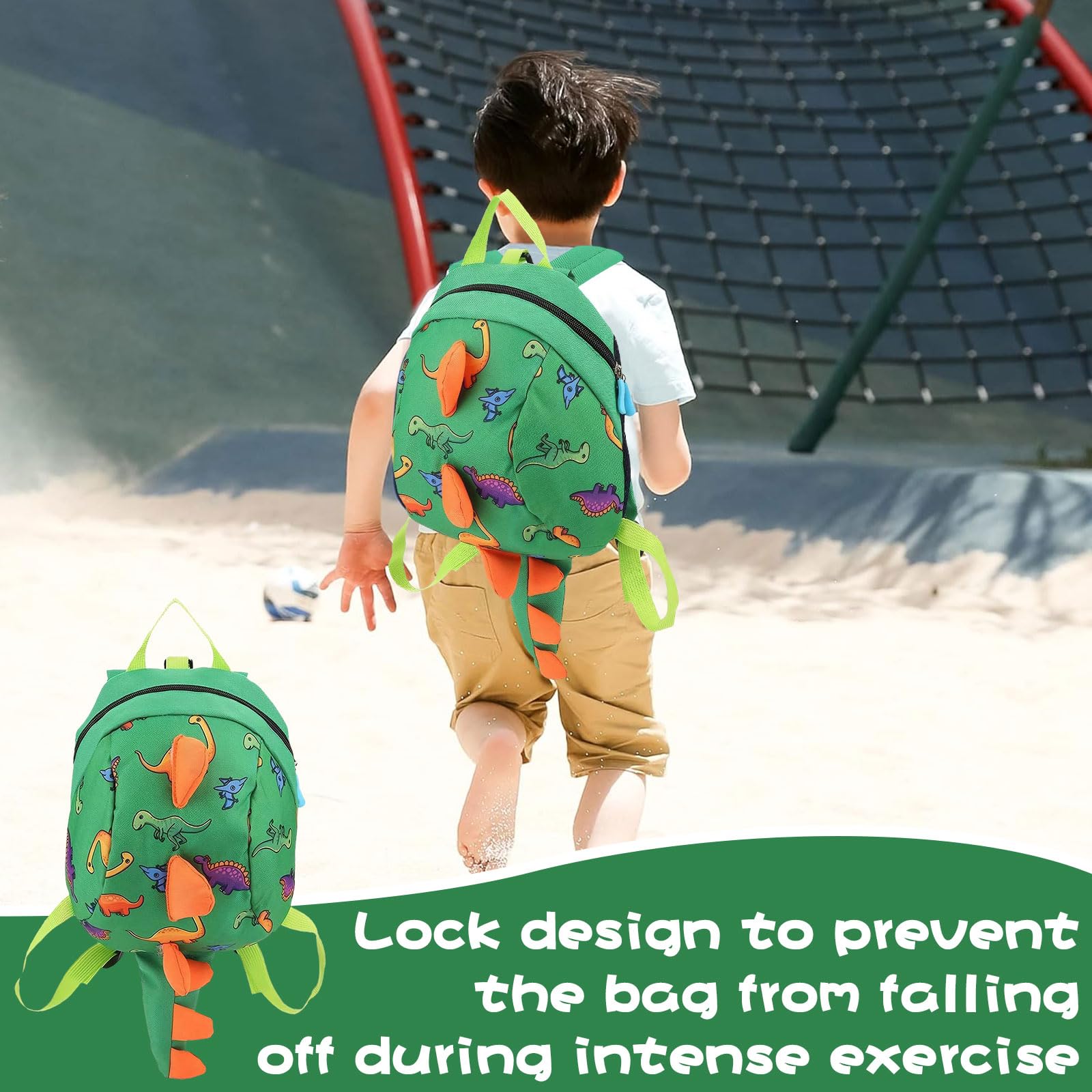 TARGI Dinosaur Backpack for Kids - Cute Cartoon Dinosaur Rucksack with Anti-Lost Strap & Reins, Perfect for Toddler Boys & Girls (Green) - Ideal for School, Travel & Outdoor Adventures