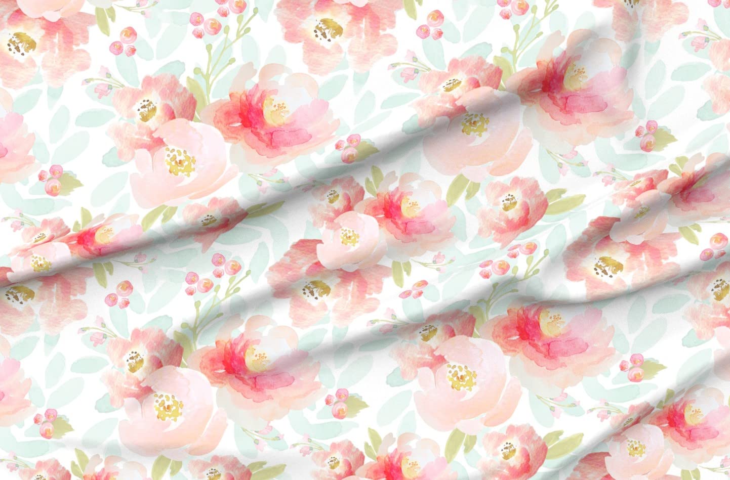 Plush Pink Watercolor Floral Nursery Fabric by Spoonflower - Soft Minky Fabric by The Yard for Sewing Baby Blankets, Quilt Backing & Plush Toys | Perfect for Nursery Decor, DIY Baby Gifts & Home Sewing Projects