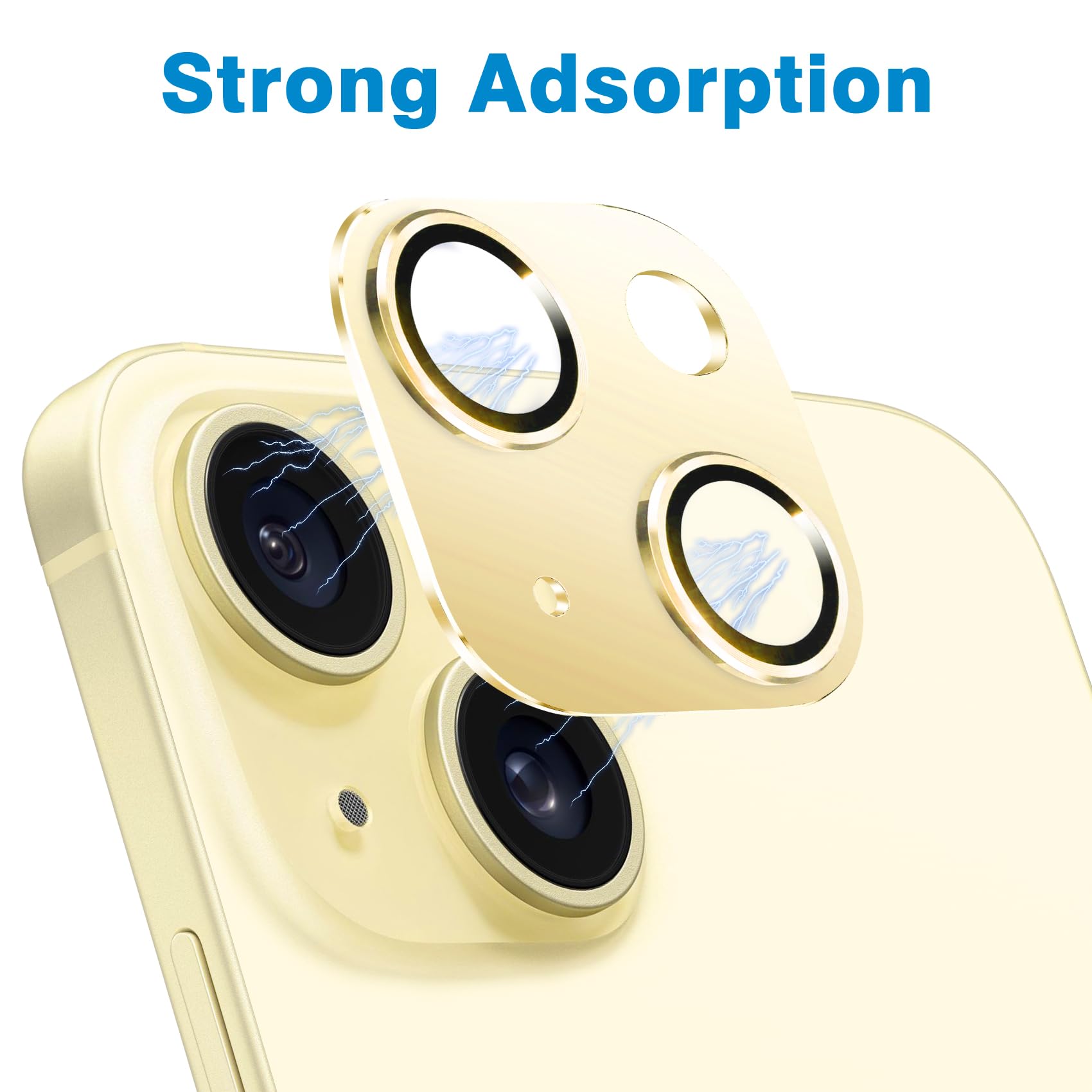 iPhone 15 & 15 Plus Camera Lens Protector - Tempered Glass, Anti-Scratch & Shockproof Full Coverage Lens Cover (Yellow) - Perfect for Outdoor Adventures, Travel & Daily Protection
