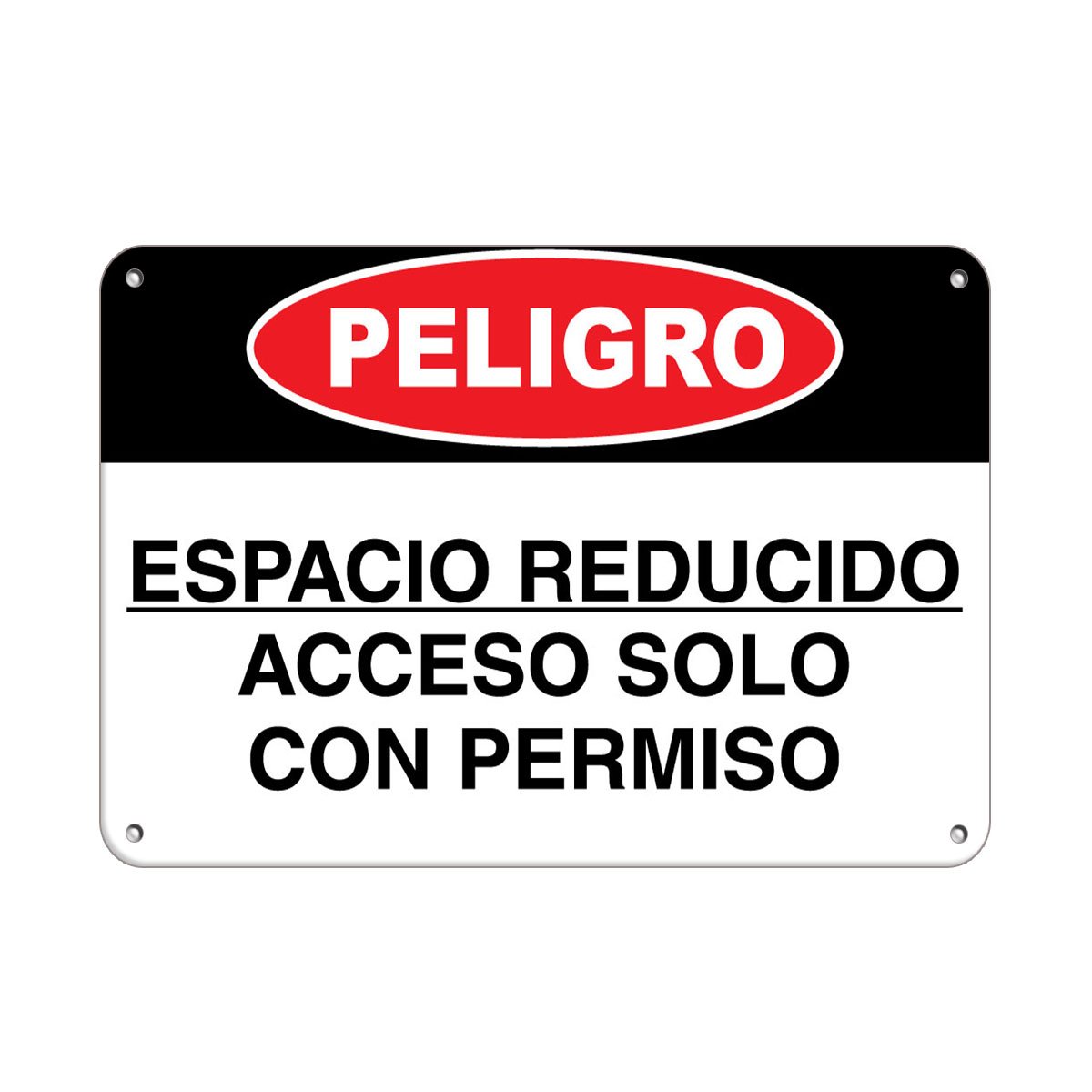 Durable Aluminum Horizontal Metal Sign - 'Peligro Espacio Reducido' Confined Space Warning Sign (24x18 Inches) | Weatherproof, Multiple Sizes Available for Industrial Safety & Street Signage | Perfect for Construction Sites, Warehouses & Restricted Areas