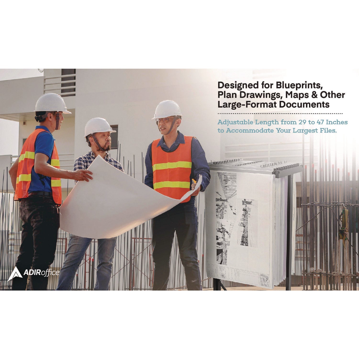 AdirOffice Expandable Blueprint Storage Cabinet - Mobile Plan Center for Architects & Engineers - Holds Documents 20.5