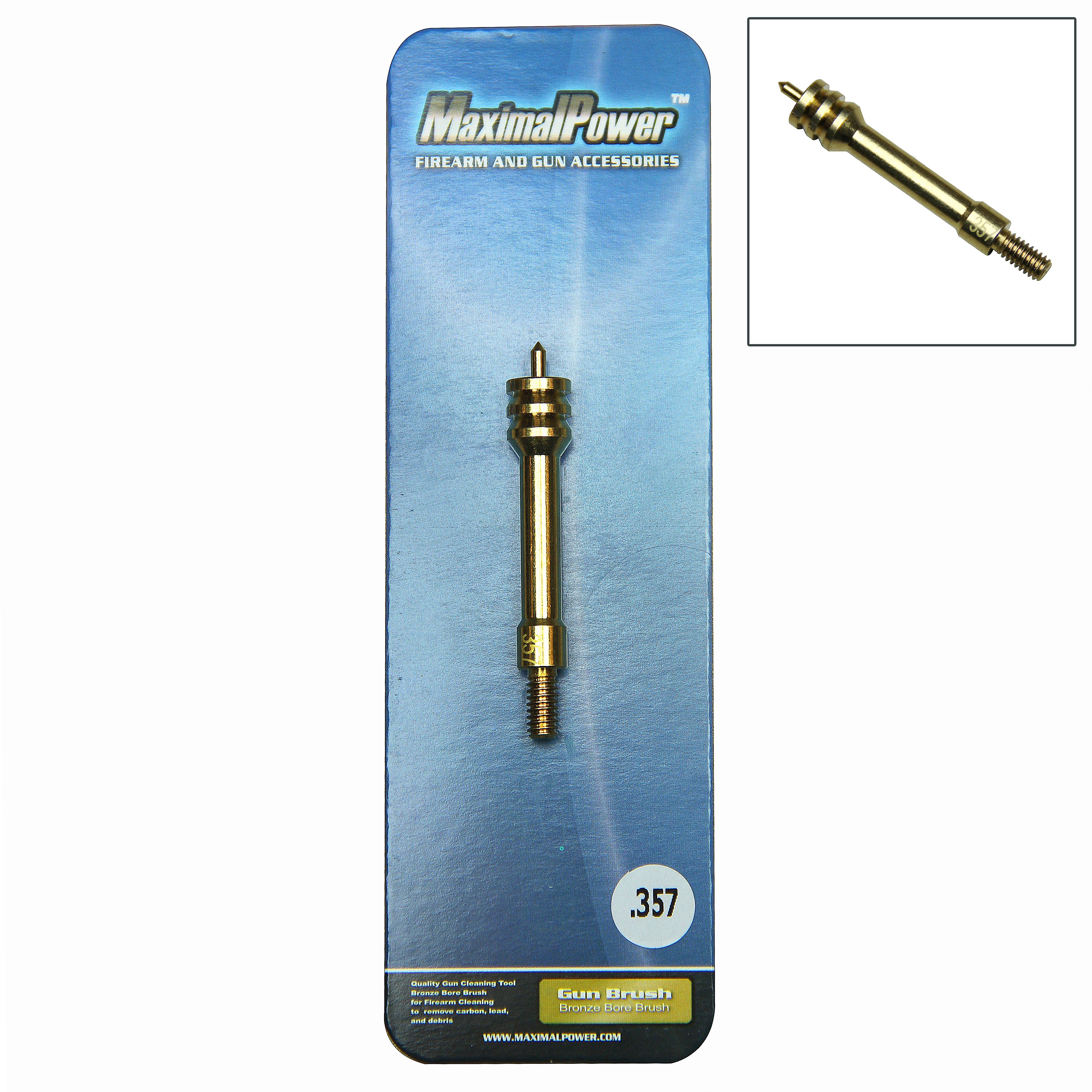 MaximalPower™ .357 Caliber Gun Cleaning Jag - 8-32 Threaded Brass Brush (6460-357) for Pistol & Revolver Maintenance | Perfect for Range Days & Firearm Care