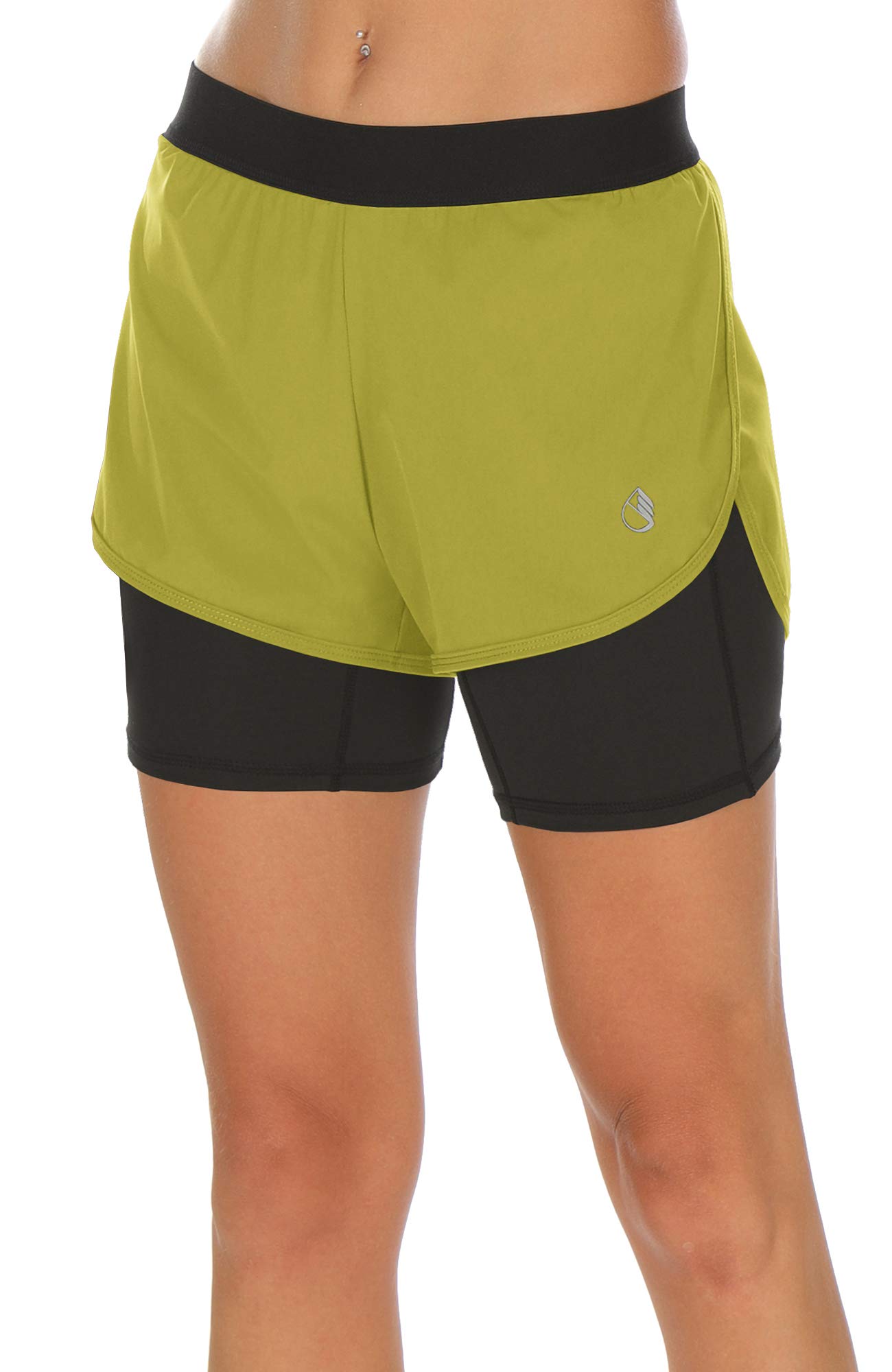 Icyzone Women's 2-in-1 Running Shorts with Pockets - High Waist Gym Workout Athletic Yoga Shorts for Women - Perfect for Running, Yoga, Gym & Outdoor Activities