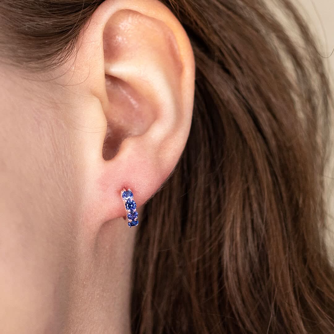 Blue Twinkle Huggie Earrings Sterling Silver - Perfect for Everyday Wear & Special Occasions