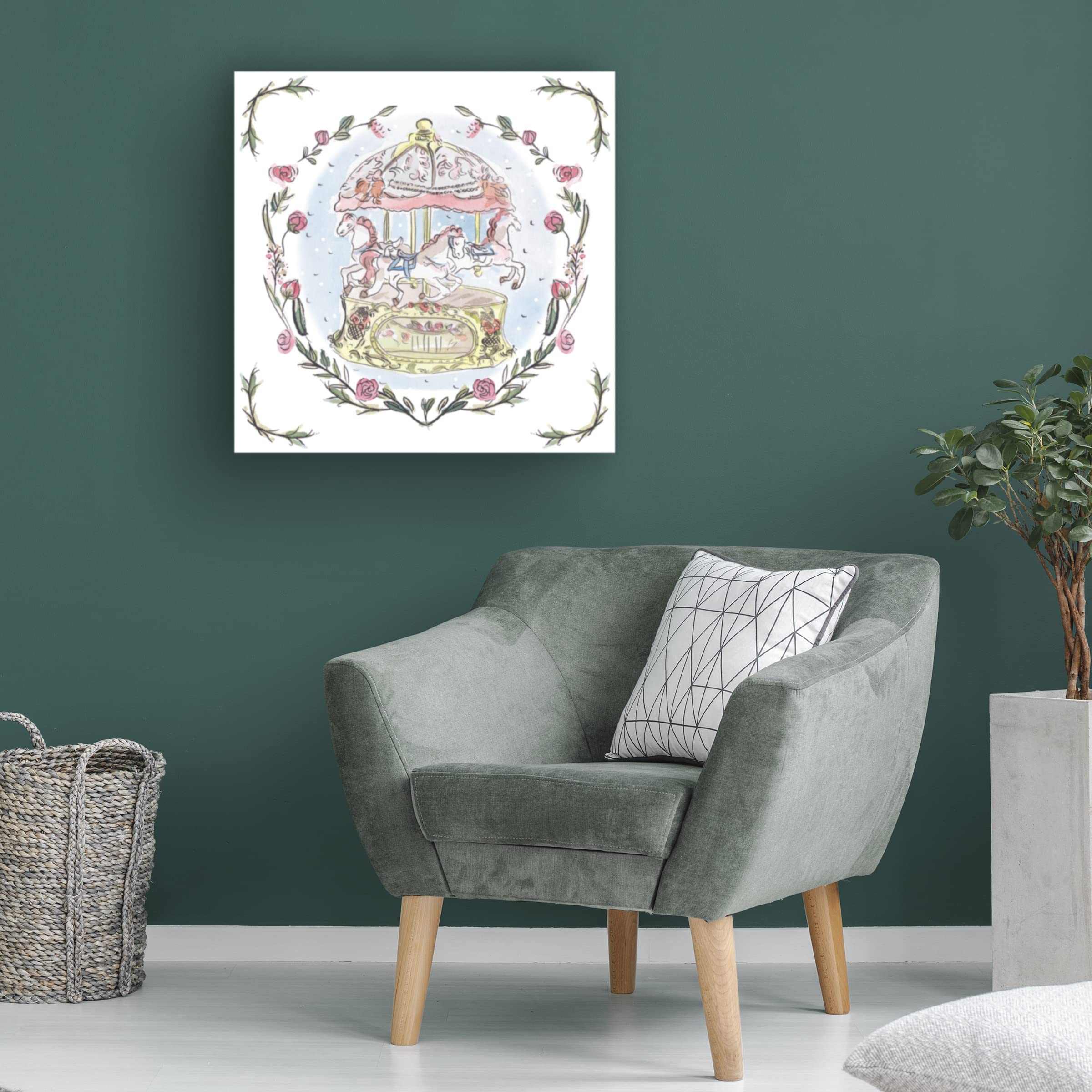 Trademark Fine Art 'Winter Carousel I' Canvas Wall Art Print by Melissa Wang - Perfect for Living Room, Bedroom Decor & Christmas Holiday Gift