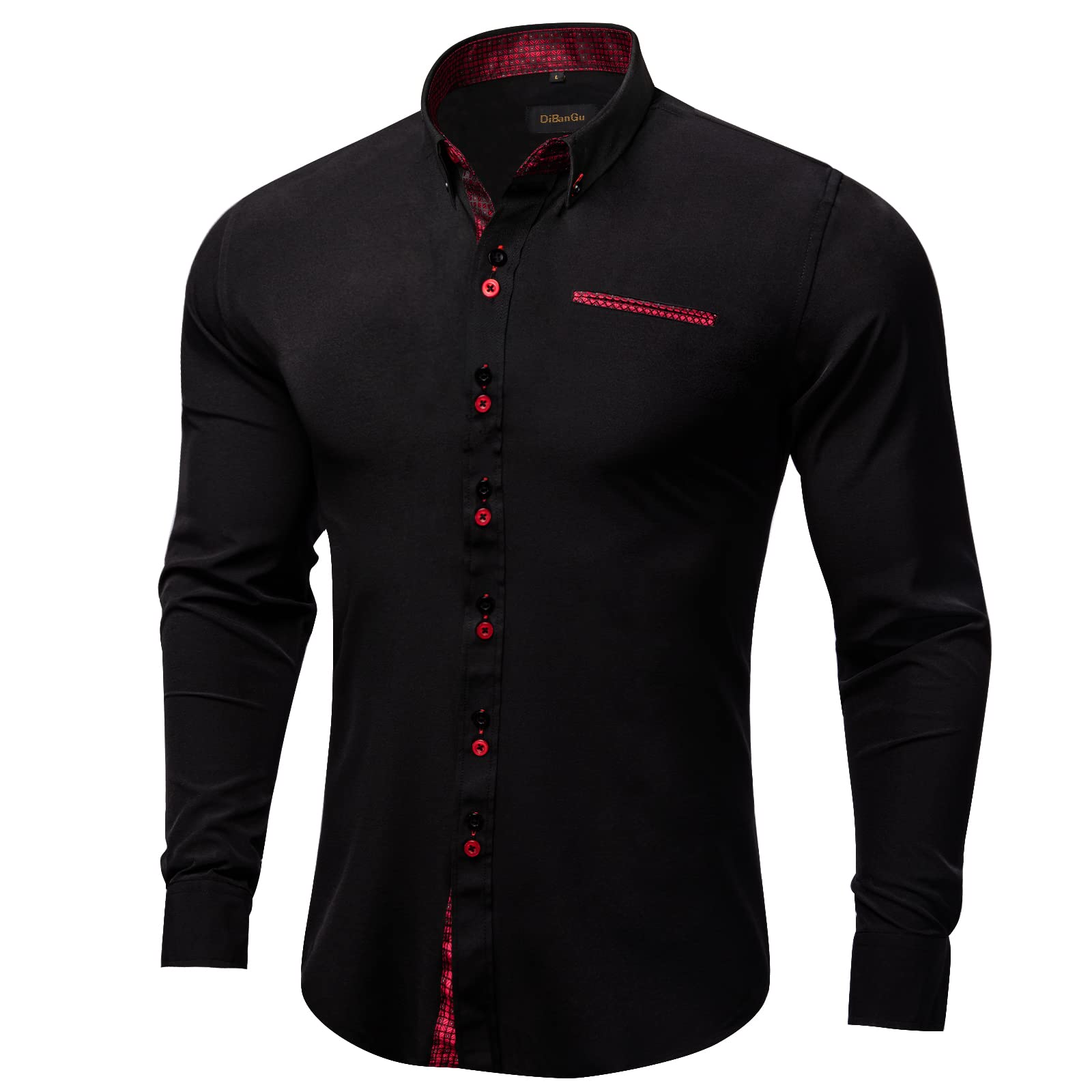 Premium Men's Dress Shirts - Long Sleeve Formal Business Shirt with Contrast Inner & Pocket | 100% Cotton Button Down Shirt for Office, Interviews & Special Occasions